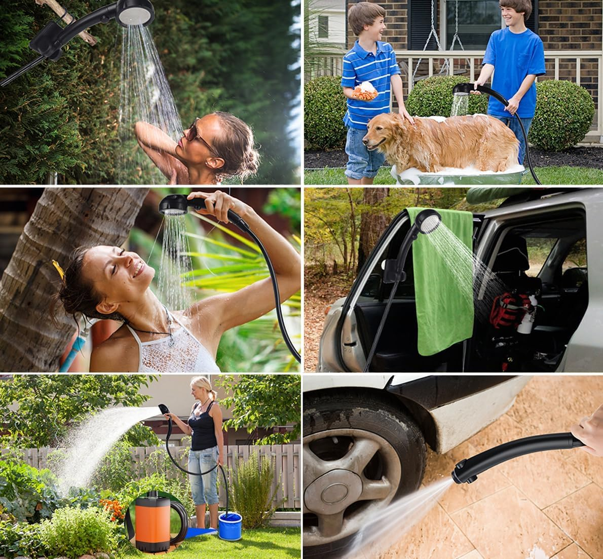 Homodoskey Portable Camping Shower, Upgrade 6000Mah Rechargeable Electric Shower Pump & 20L Collapsible Bucket, LED Display, Multiple Spray Modes, Portable Shower for Outdoor Camping Hiking image number 6