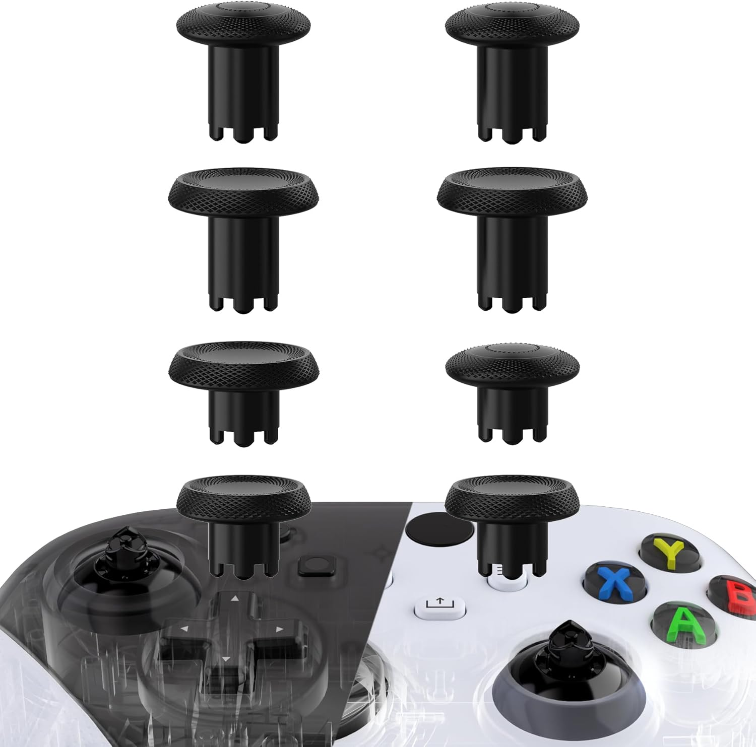 Extremerate Thumbsgear V3 Interchangeable Thumbsticks for Xbox Core Controller, 4 Height Adjustable Convex and Concave Grip Joysticks for Xbox One S/X/Elite, for Nintendo Switch Pro Controller -Purple