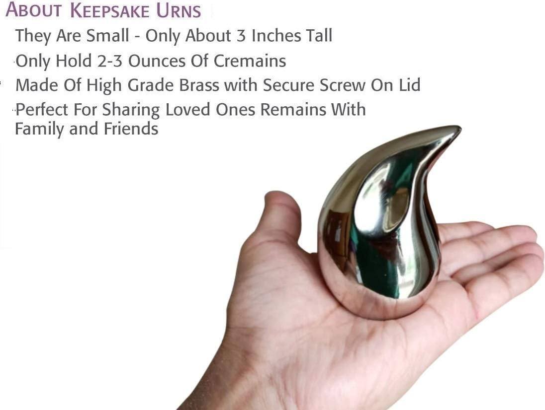 1 Pcs Unique Silver Teardrop Small Keepsake Cremation Urns for Human Ashes Adult for Both Male and Female, Mom Dad Son Women Men Mini Urns,Funeral Small Earns for Ashes with Velvet Bags 3 Inch Size image number 3