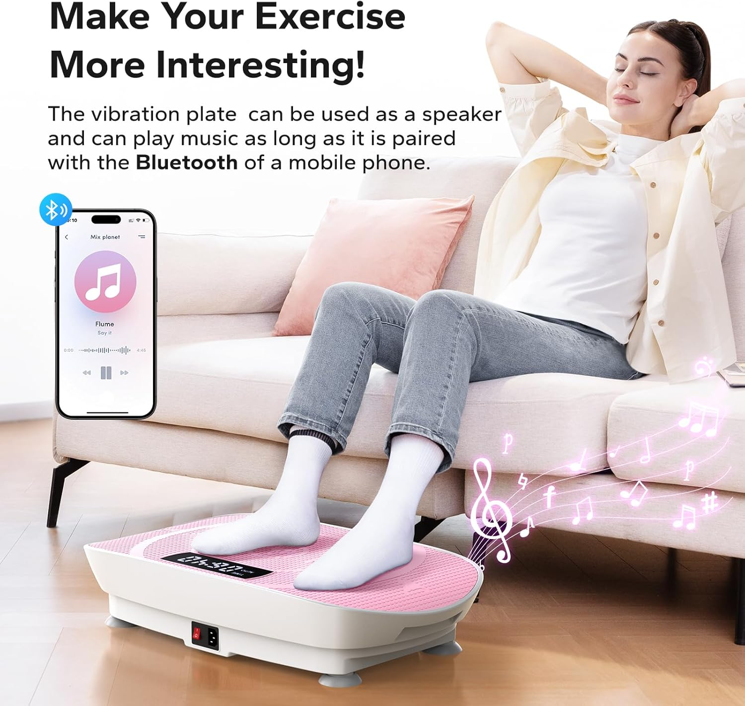 MERACH Vibration Plate Exercise Machine,Whole Body Workout Power Vibrate Fitness Platform Vibration Plate for Lymphatic Drainage,Motor Speed Control , Weight Loss & Shaping (Pink) image number 6