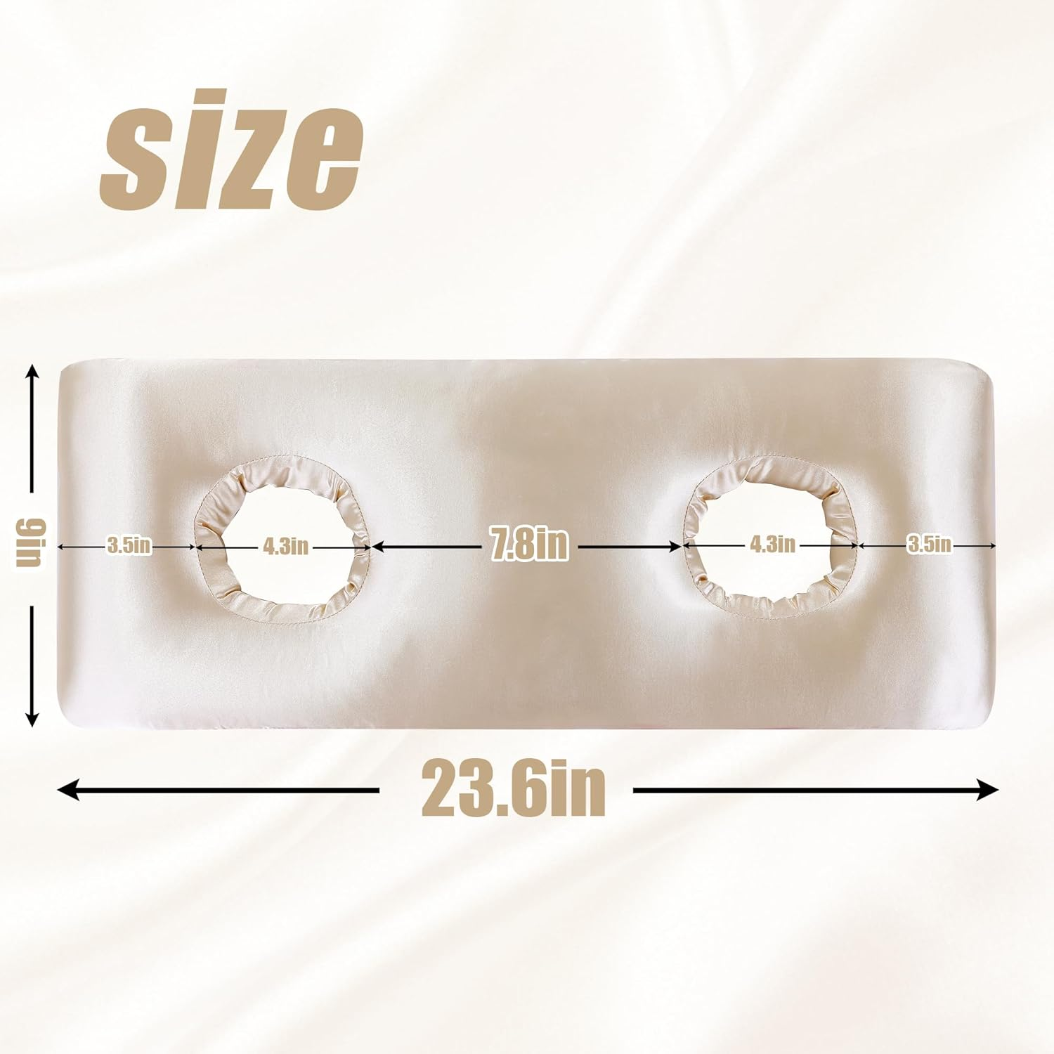 MABOZOO Silky Satin Ear Piercing Pillow, Ear Pillow with Ear Hole for Side Sleepers, Ear Guard Pillow for Ear Piercing, Reduce Discomfort, Inflammation Protection, Reduces Ear Pressure(Champagne) image number 2