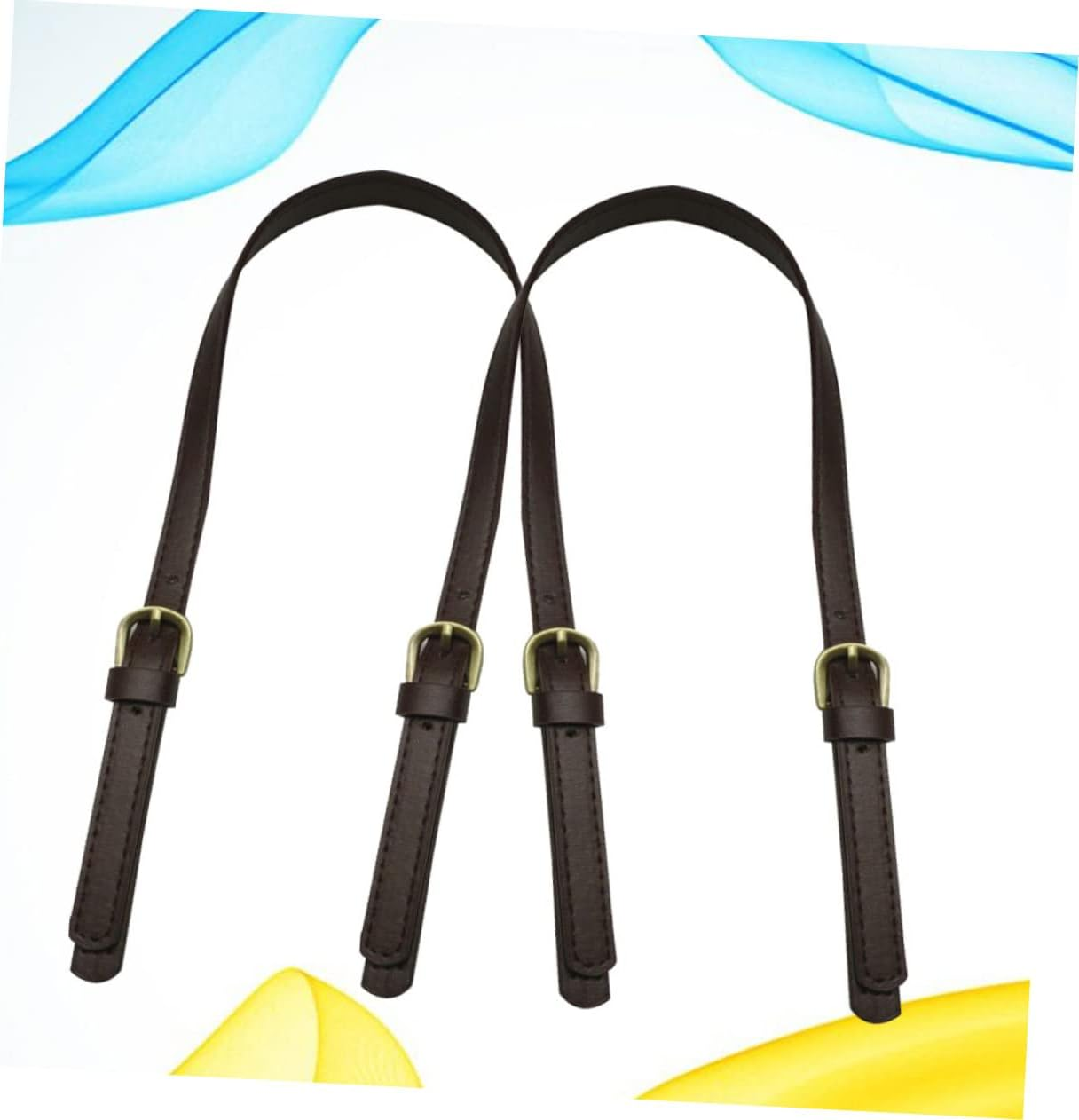 SEWACC 2Pcs Leather Bag Strap Handbag Belt Dual Buckles Adjustable Crossbody Shoulder Strap for Women Tote Bag image number 4