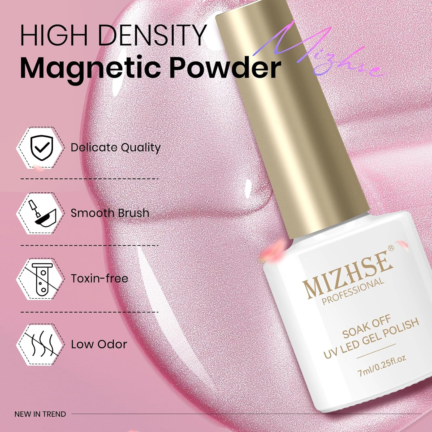 MIZHSE Cat Eye Gel Nail Polish Moonlight 6 Colors Ceramic Magnetic Gel Polish Set with Magnet Stick Crystal Silver Champagne Pink Green Blue Purple Magnetic French Gel Nail Polish Kit Gift Set image number 2