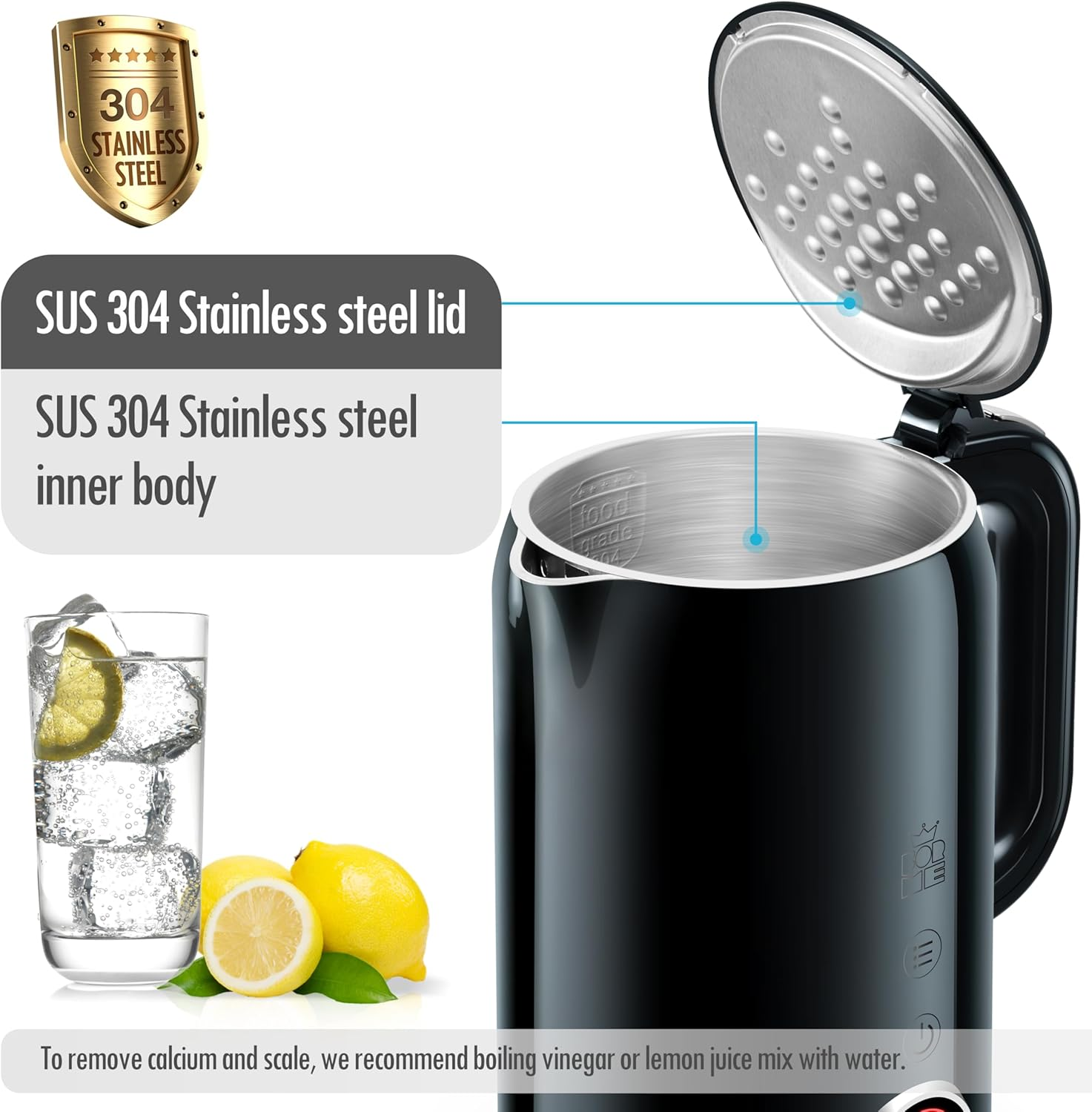 Forme Stainless Steel Kettle 1.7 L Temperature Selection 40-100 &deg;C I LED Digital Temperature Display 7 Colours LED Lighting I Teapot Tea Kettle I Keep Warm Function I BPA Free image number 5