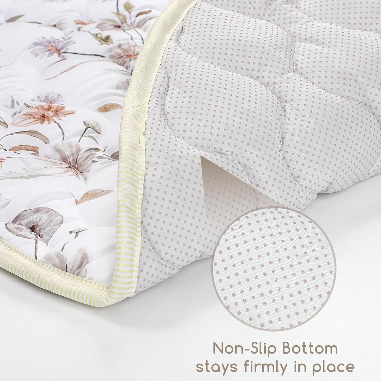 Baby Play Mat for Non-Slip Cushion,Floral and Butterfly,Round