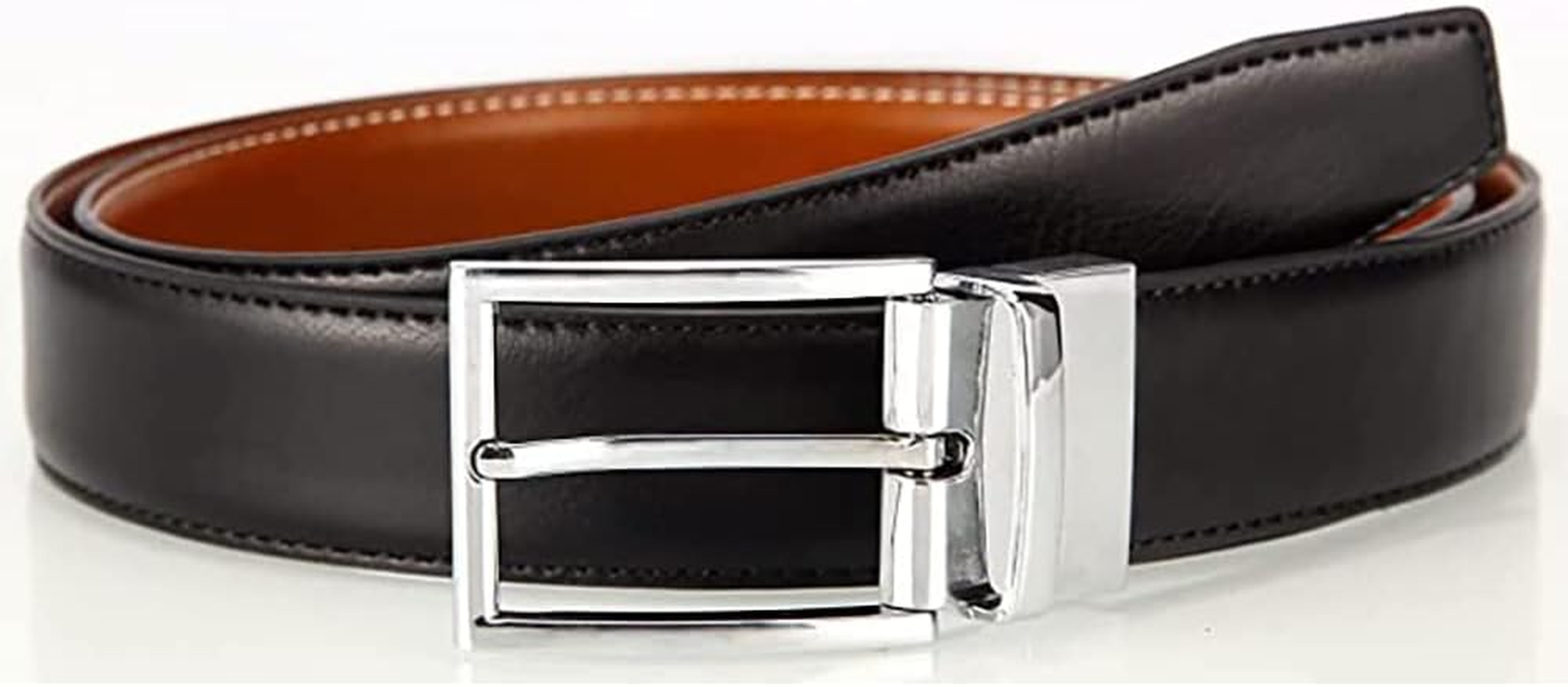 Mens Reversible Leather Belt, Wetoper Leather Belts for Men 1.3" Wide with Rotated Buckle Great for Jeans,Casual & Business Work image number 4