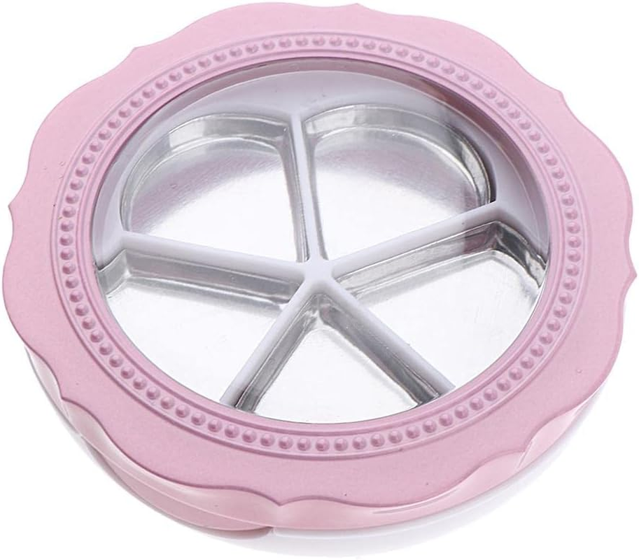 Oshhni Petite Plastic Makeup Palette with Aluminum Pans - Cosmetic Storage Solution, 4G, Pink White image number 4