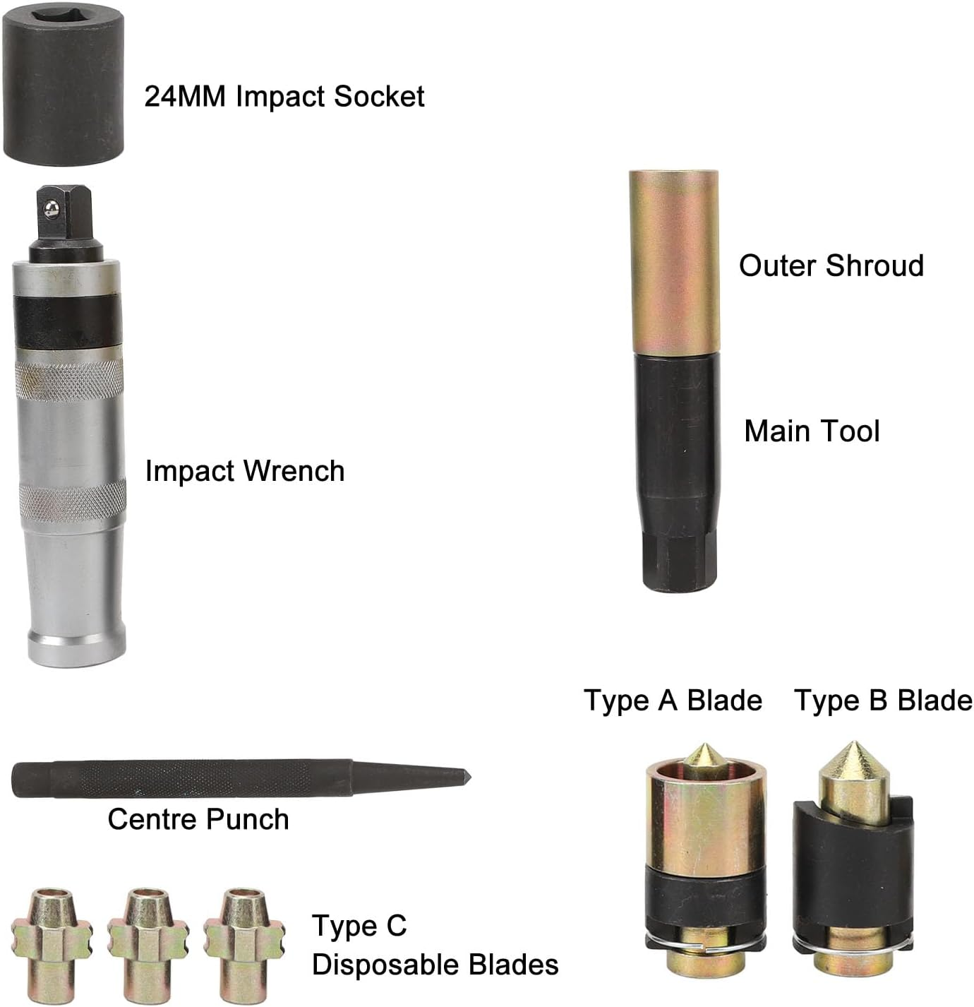 Wheel Lock Removal Kit, 10PCS Universal Steel Wheel Lock Lug Nut Remover Drive Impact Easy Out Bolt Extractor Socket Set with Carrying Case for Spinning Mcguard Type Locking Nuts image number 4