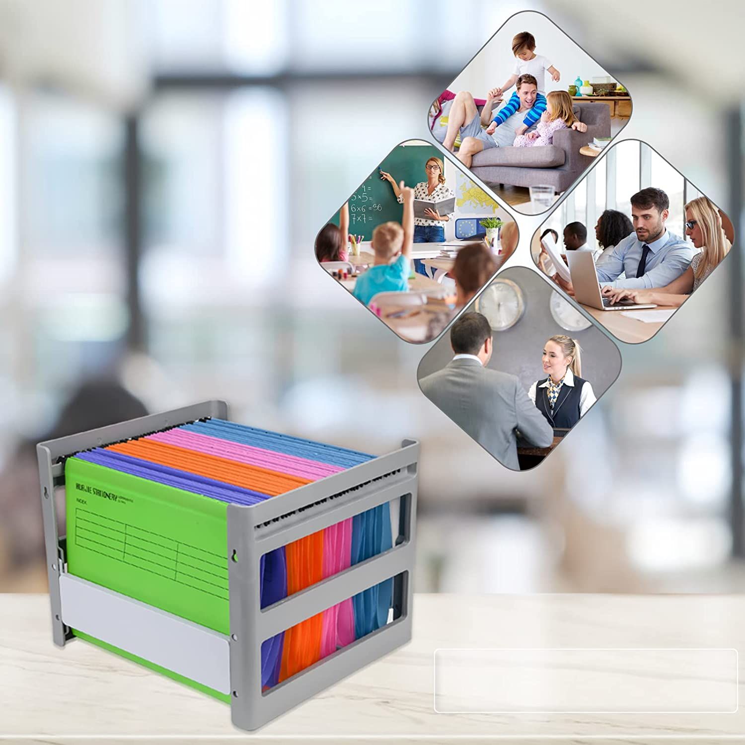 A4 Grey Plastic Hanging File Folder Shelf, for Office, Study, Hospital Data Organization,Outer Frame: 14.29X12.79X10.83 Inch