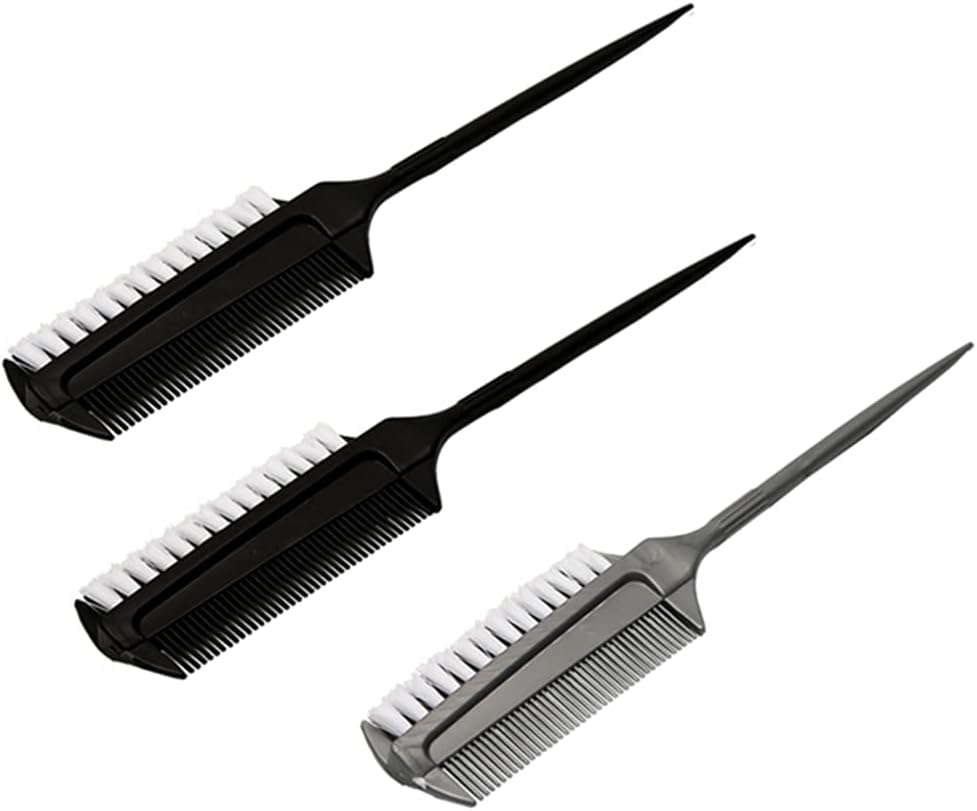 3PCS Smoothing Brush Ponytails Edge Teasing Brush Sleek Ponytails Hair Brush for Ballroom Dancing Dance Competition Hair Styling image number 4