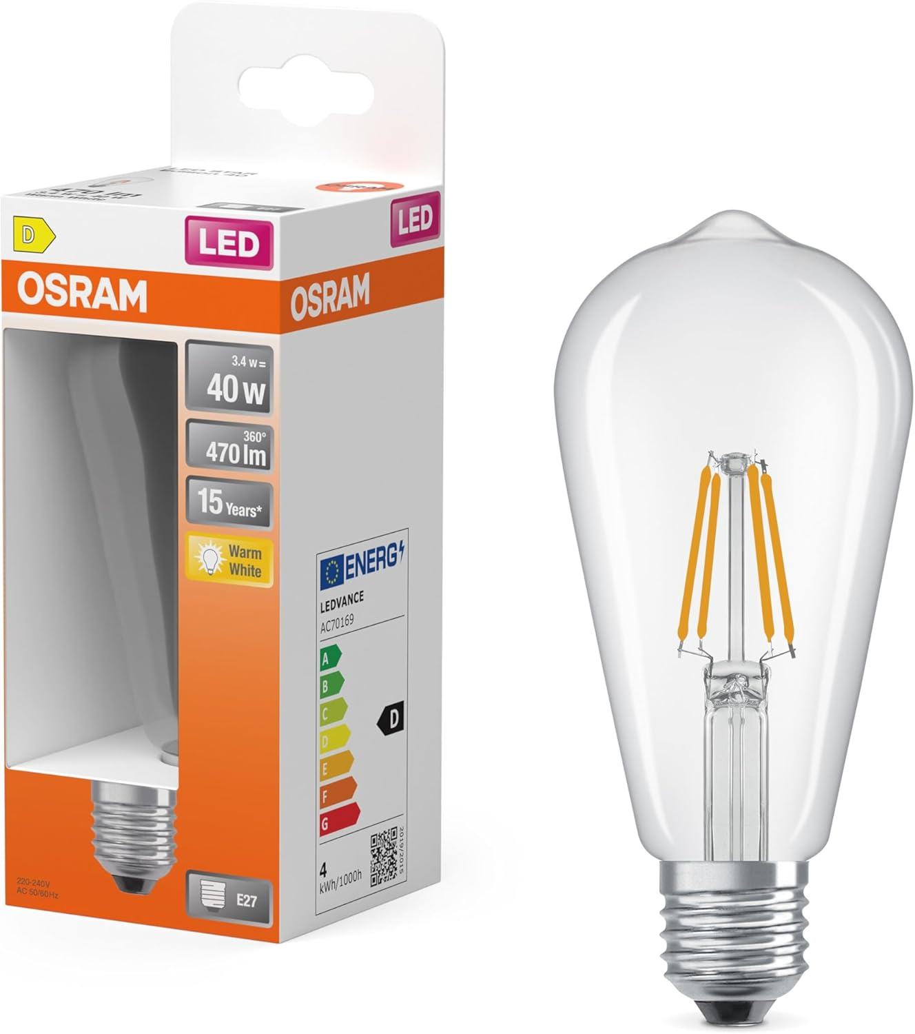 OSRAM LED Retrofit Classic ST 3.4 W 827 Clear E27