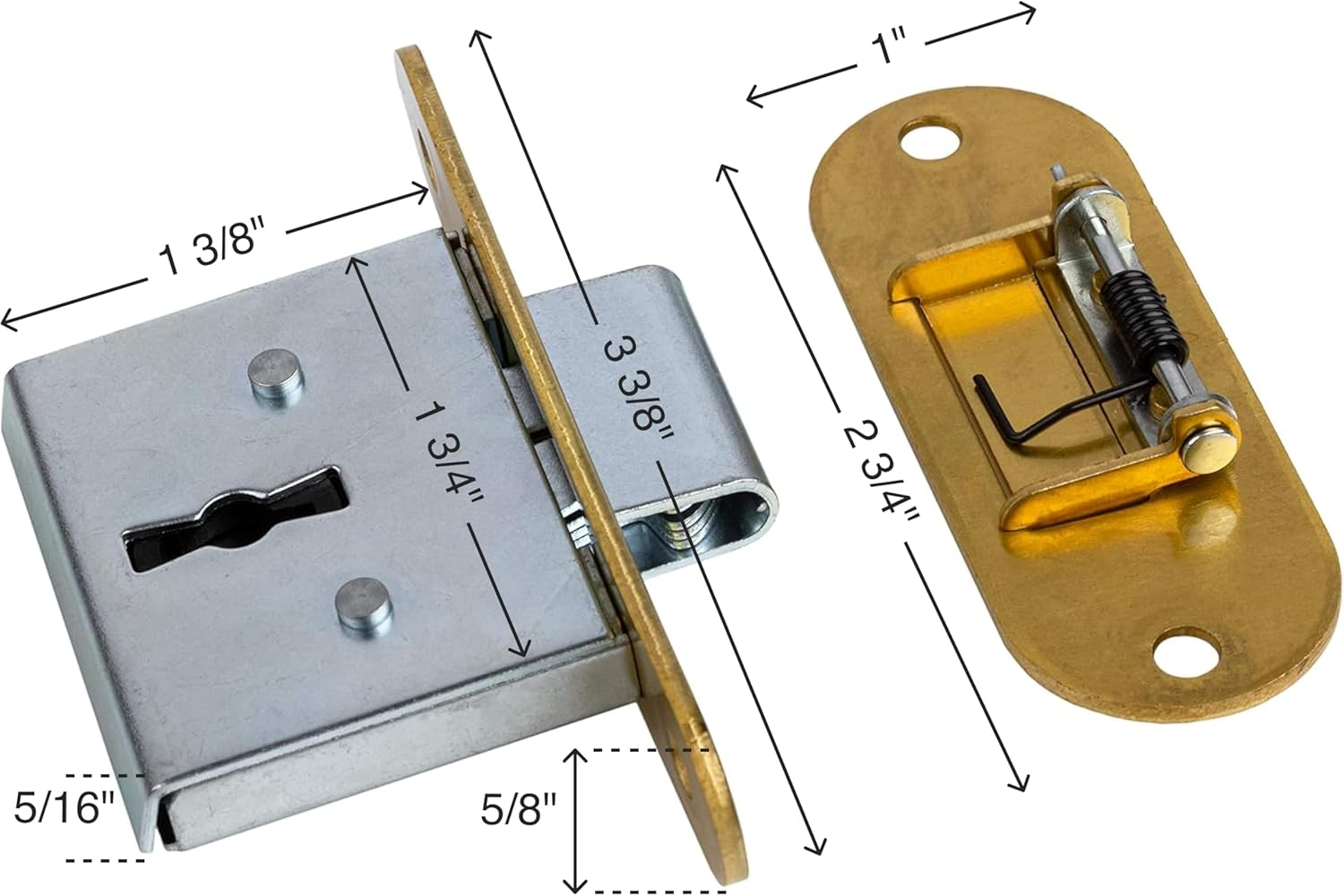 LRT-6 Brass Full Mortise round ROLL TOP Desk Lock & Skeleton Keys + Free Bonus (Skeleton Key Badge)