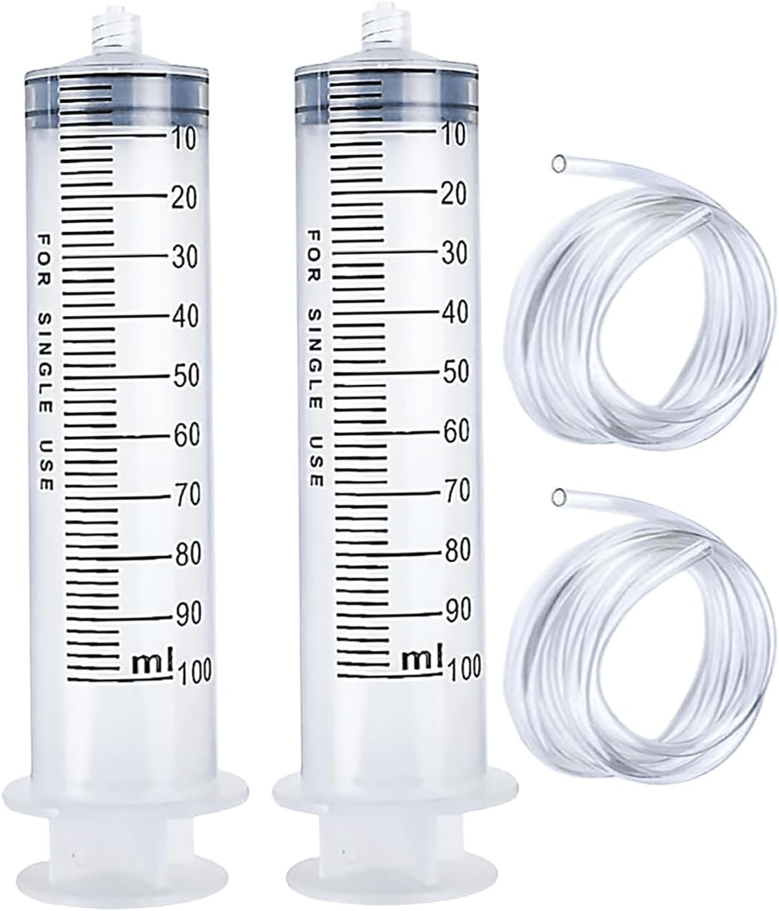 100ML Large Syringe 2-Pack with 130Cm Tubing &ndash; Reusable Plastic Luer Lock Injector for Liquid Measuring, Lab, Garden, Pet Feeding & Oil Extraction image number 3