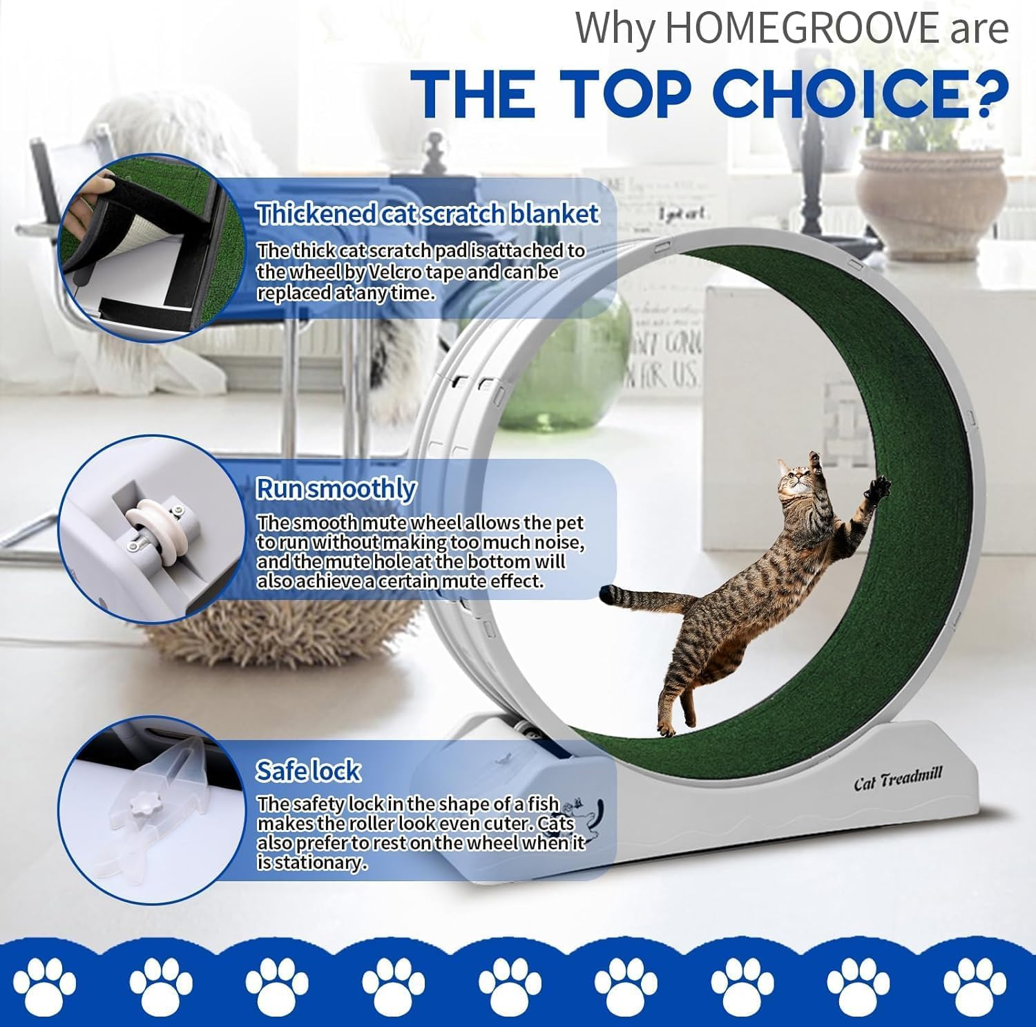 Homodoskey Cat Exercise Wheel Cat Wheels for Indoor Cats, Cat Running Wheel with Carpeted Runway, Cat Treadmill Wheel Exerciser for Kitty&rsquo;S Longer Life, Plastic Cat Wheel for Fitness Weight