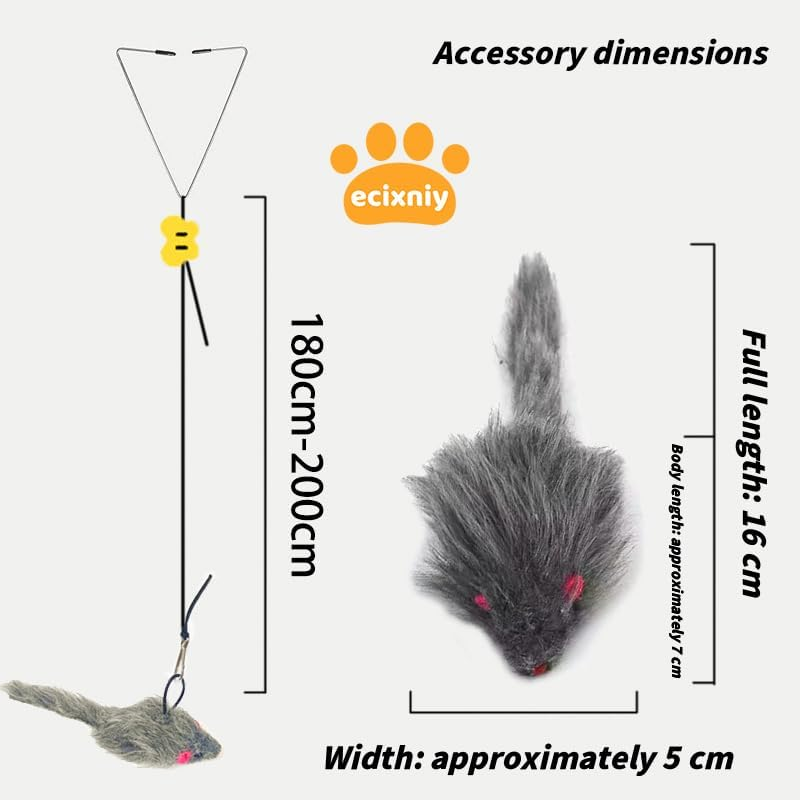 Ecixniy - Interactive Hanging Cat Toy for Indoor Cats - Durable Kitten Toy with Adjustable Elastic Rope, Safe & Non-Toxic Cat Toys for Indoor Exercise, Hunting Play, and Stress Relief (Mouse) image number 3
