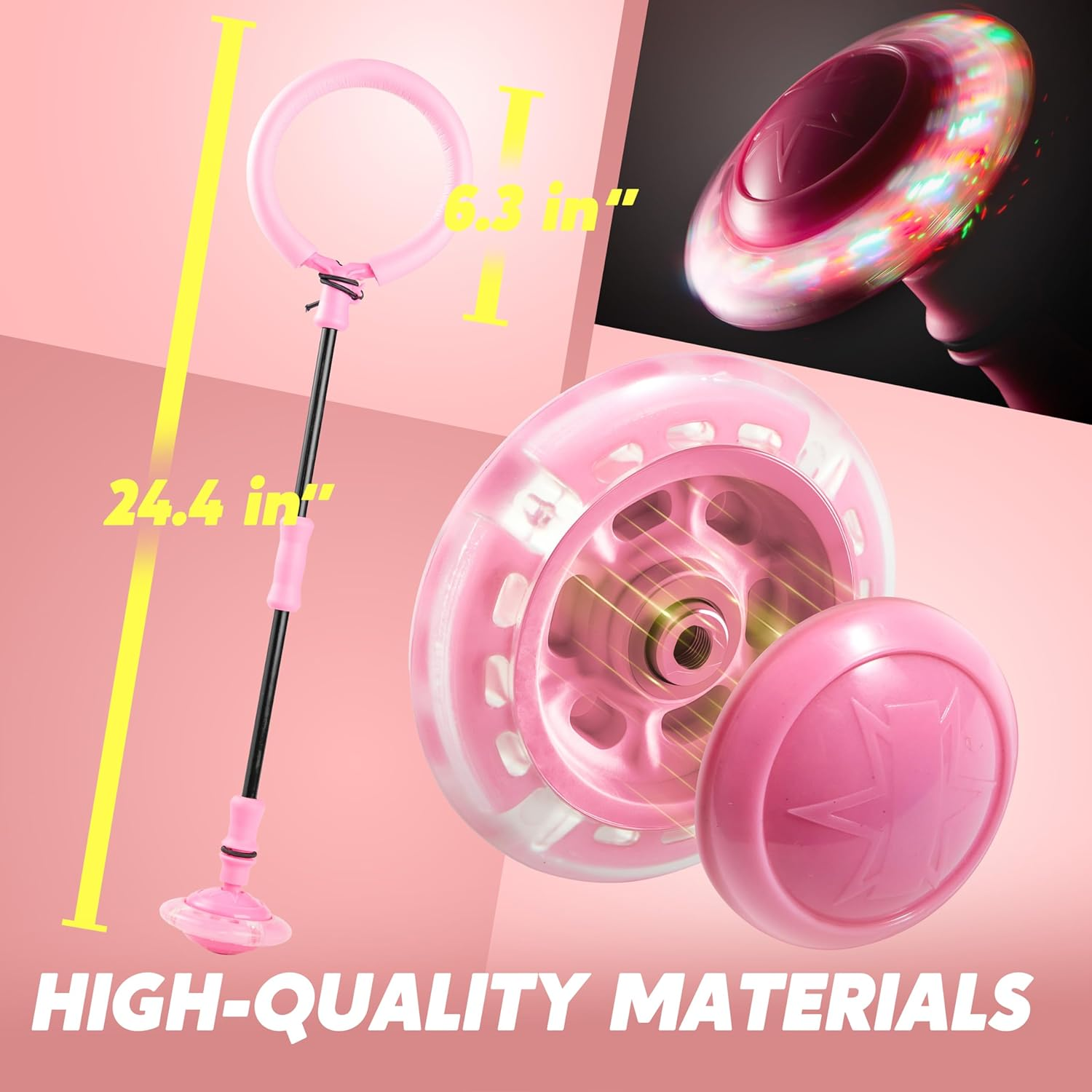 JOYIN Pink Ankle Skip Ball with Flashing Lights, Skip Toy for Kids Indoor & Outdoor, Flashing Swing Ball Foldable Sports Toy, Birthday Gifts Kids 3 4 5 + image number 2