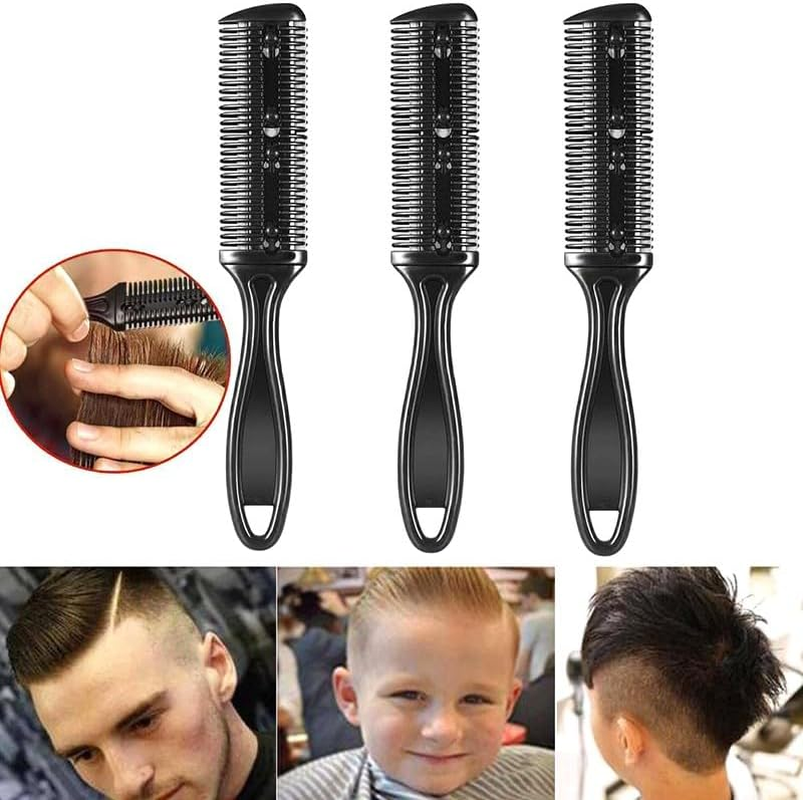 2PCS Razor Comb with Blades Razor Trimmer DIY Double Sides Hair Thinning Comb, 6.89 In&ndash; Easy Hair Styling & Texturizing Tool image number 1
