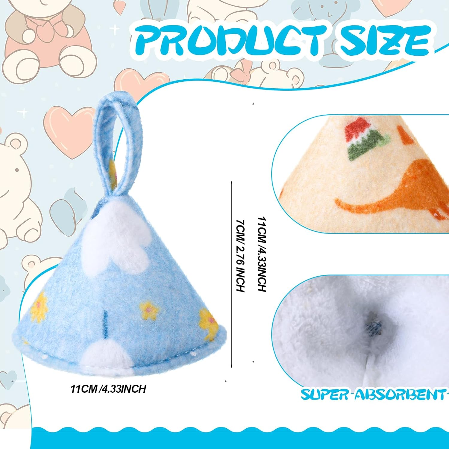 Suhine 10 Pcs Baby Boy Pee Shield Diaper Changing Accessory Reusable Pee Covers Baby Boy Cap (Classic with Lanyard) image number 5