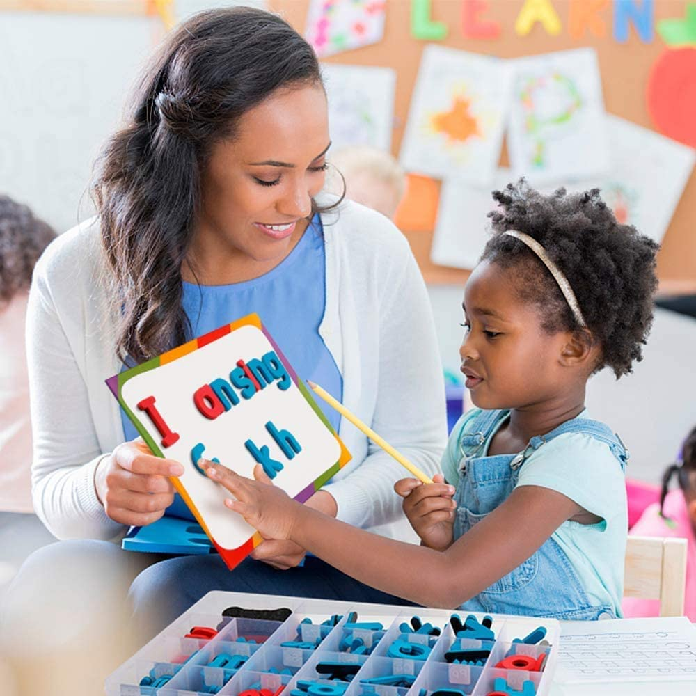 Alphabet Letters 208 Pcs with Writing Board and Storage Box - Uppercase Lowercase Foam Alphabet ABC for Fridge Refrigerator - Educational Toy Set for Classroom Kids Learning Spelling image number 1