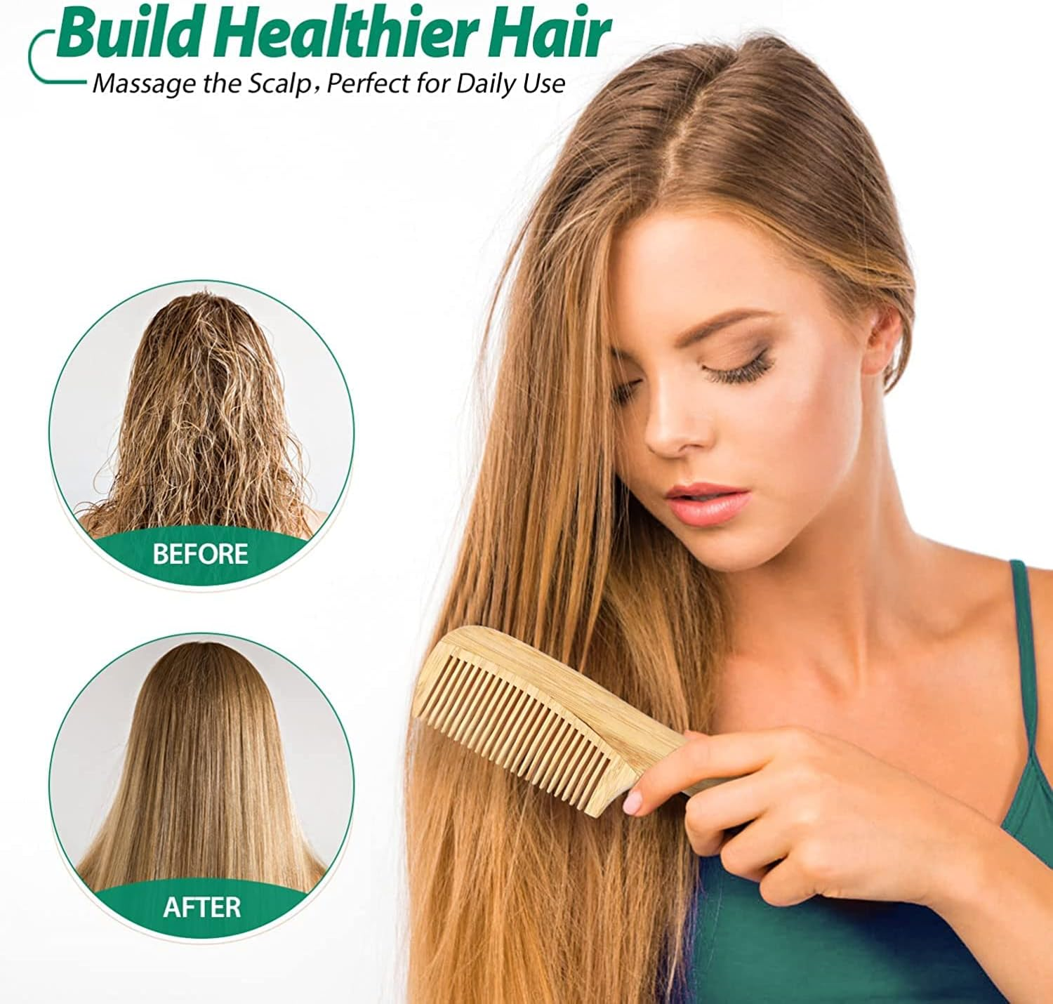 Go Well Kacchi Neem Comb, Wooden Comb | Hair Growth, Hairfall, Dandruff Control | Hair Straightening, Frizz Control | Comb for Men, Women | Treated with Oil (All Combo) image number 5