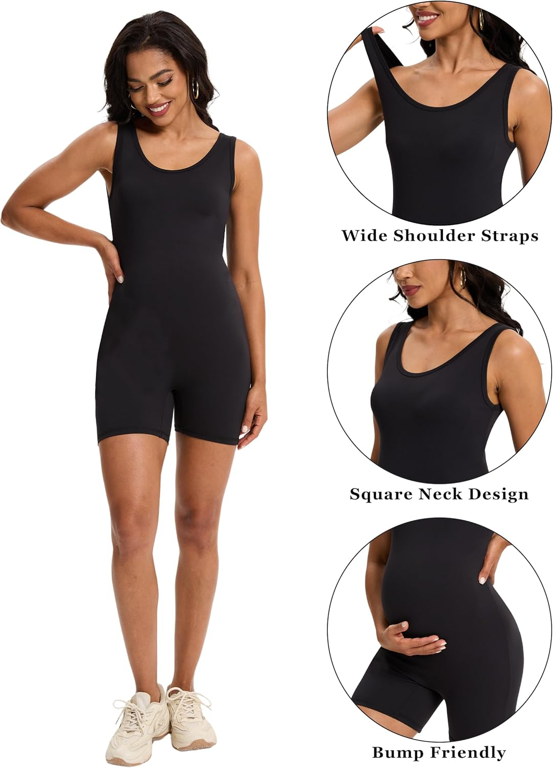 Peauty Buttery Soft Maternity Bodysuit Romper - Slim Fit Scoop Neck One Piece Shorts Jumpsuit for Casual Wear image number 3