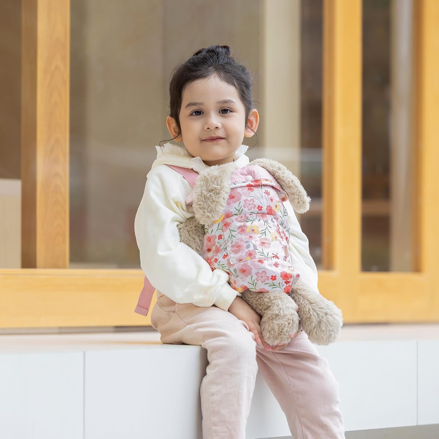 GAGAKU Baby Doll Carrier Toddler Baby Carrier for Dolls Reborn Baby Doll Accessories Front and Back Doll Carriers - Pink Rose of Sharon image number 3