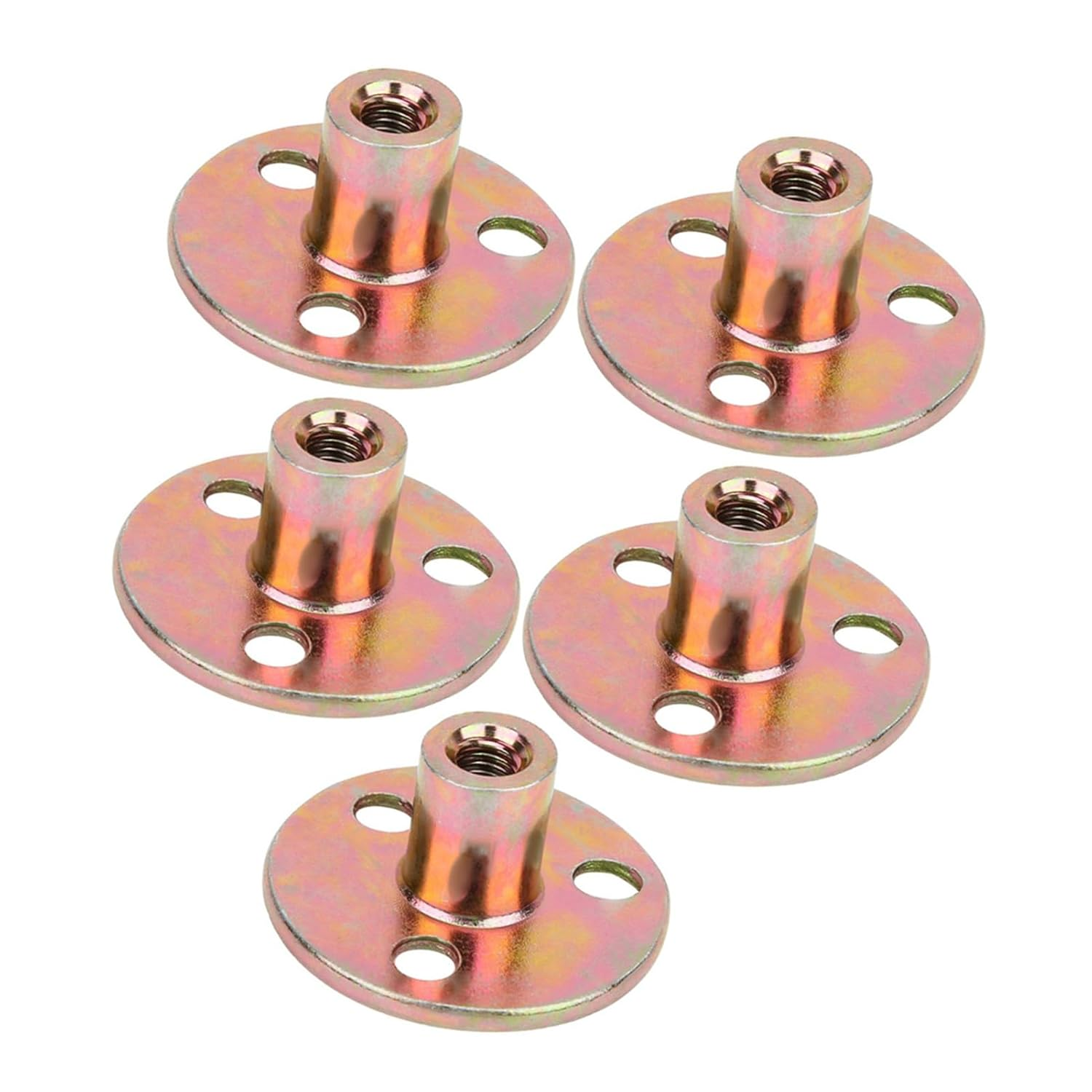5Pcs Flange Coupling 3 Hole Lock Nuts T Nut Flange Galvanized Iron Furniture Fixing Tee round Base Nut for Furniture Fixing and Connection (M8) image number 4