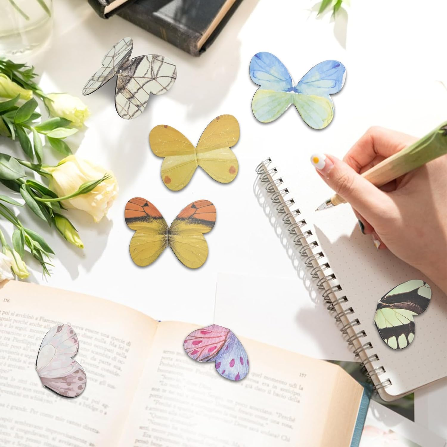 16 PCS Magnetic Butterfly Bookmarks, Cute Bookmark, Pretty Page Bookmarks for Women, Kawaii Book Marker Clip, Magnetic Butterflies for Reading Lovers Girls Kids Teachers Stationery Gifts image number 5