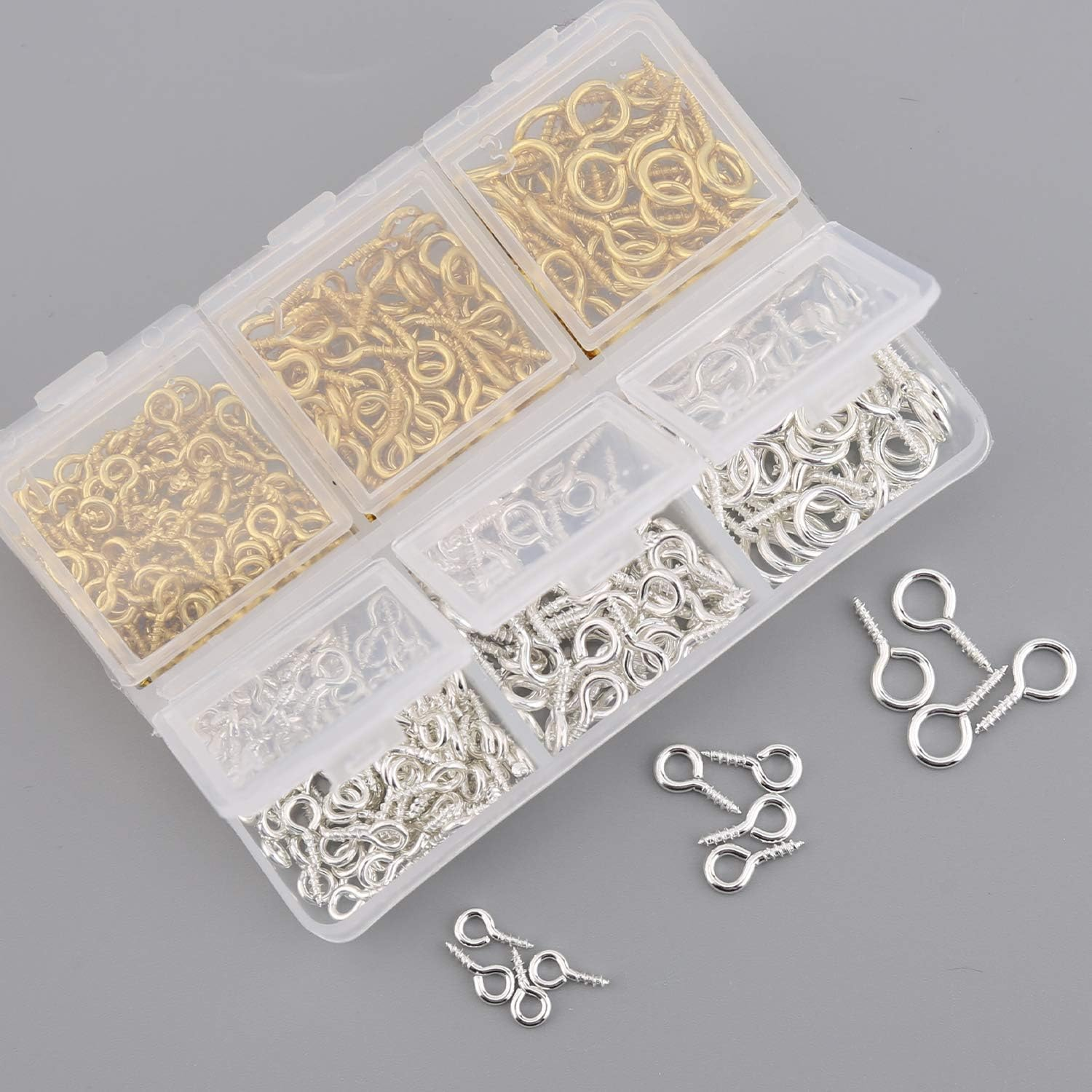 TOYMIS 400Pcs Screw Mini Metal Small Eye Pin Pendants for DIY Art&Crafts, Jewelry Making Findings, Charm Bead Supplies (Gold&Platinum, 3 Different Sizes) image number 5