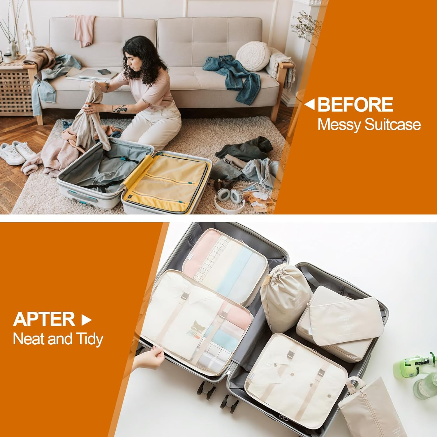 8-Piece Compression Packing Cubes for Travel,H HOME-MART Luggage Organizers with Breathable Mesh, Durable Travel Essentials Bags for Suitcases & Family Vacations - Navy Blue image number 3