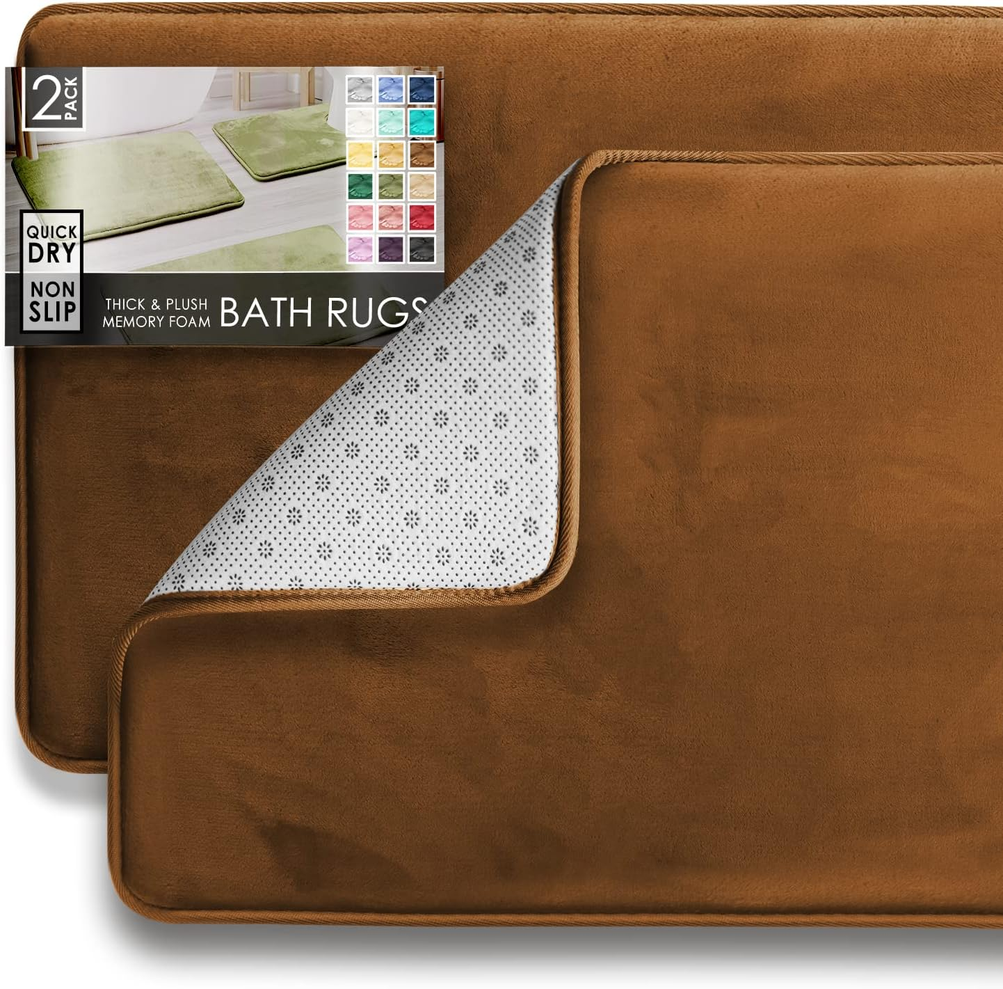 Clara Clark Bathroom Rugs, Velvet Memory Foam Bath Mat, Non-Slip, Machine Washable Bath Rugs - Dries Quickly, Ultra Soft Plush Bath Mats for Bathroom, 17 X 24, Grey
