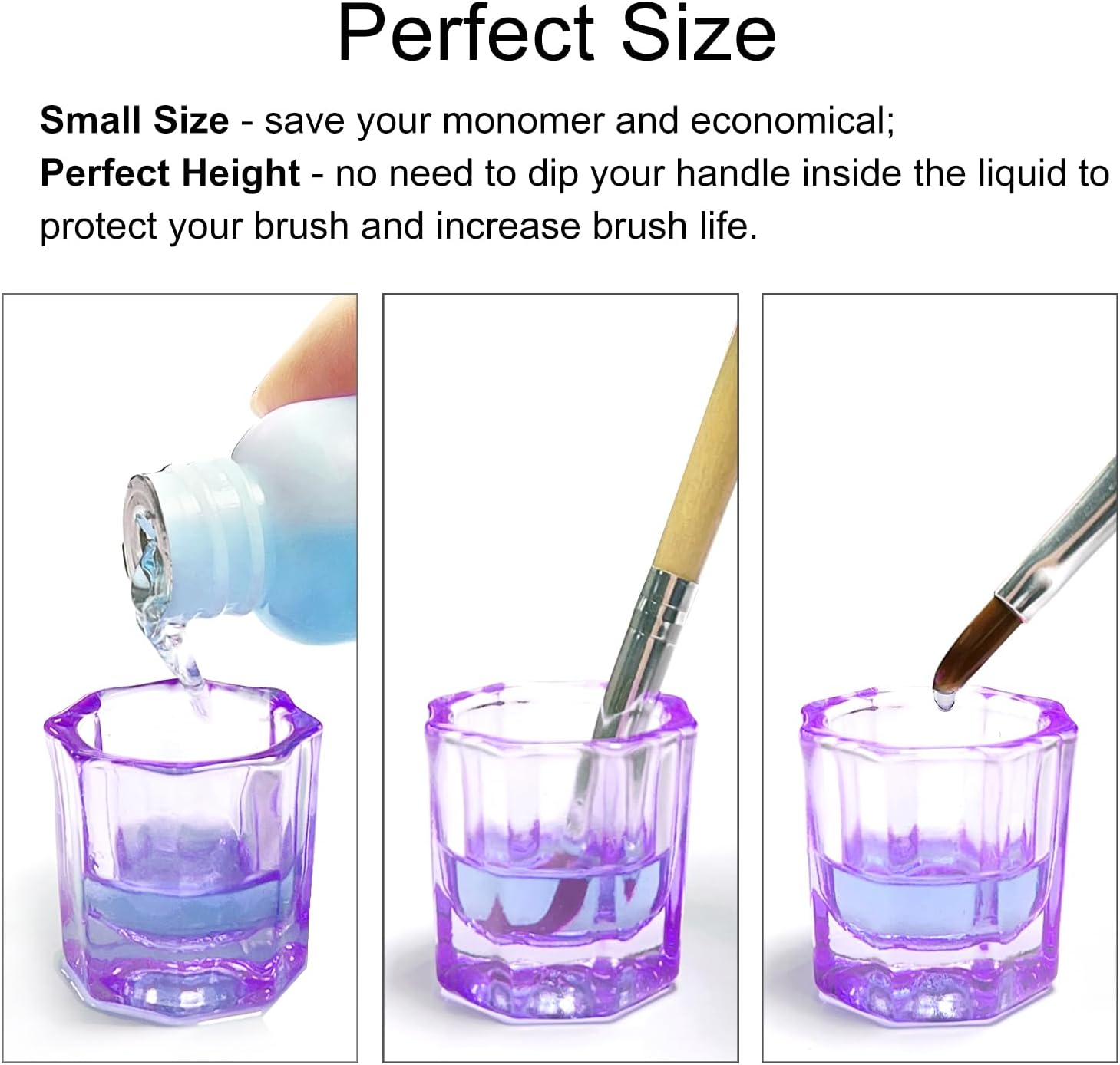 2 Pack Dappen Dish Cups for Nail Art Acrylic Liquid, Glass Nail Monomer Liquid Bowl Dampen Dish Acrylic Powder Holder, Acrylic Glass Jar for Nails (Hj-Napb055-Purple-2Pcs) image number 5
