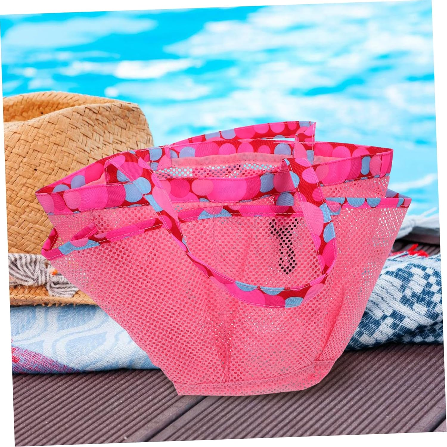 BRIGHTFUFU 2PCS Mesh Shower Tote Bags with Handle Quick Dry Hanging Bath Organizer for Bathroom Gym Pool College Dorm Lightweight Portable Storage with Large Pocket image number 1