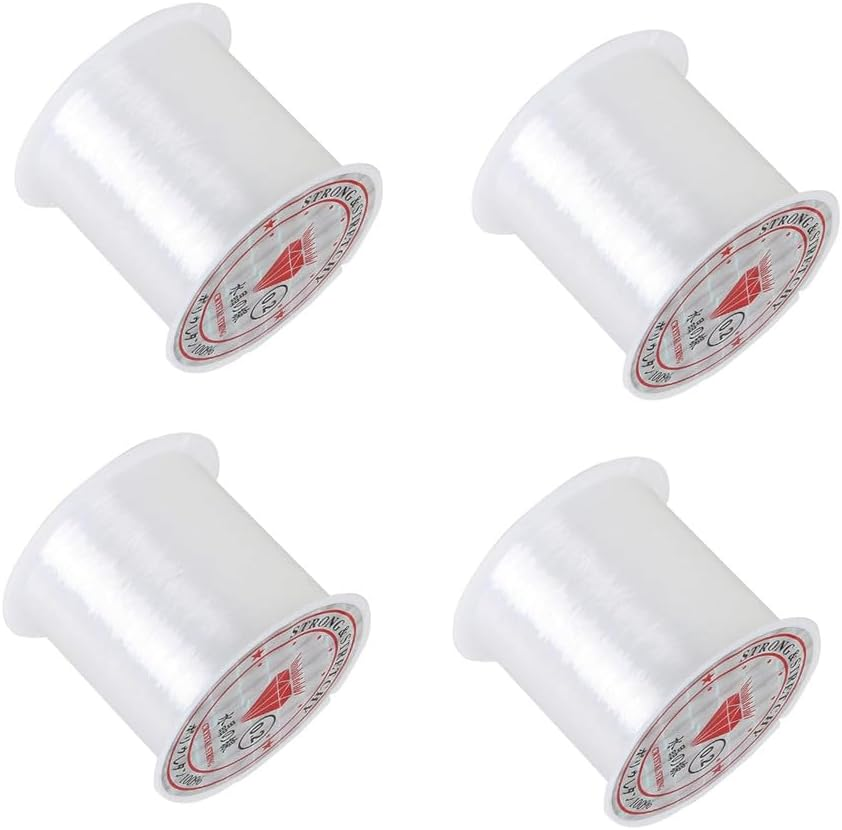 Loopunk 4 Roll Transparent Fishing Thread, Fishing Line Nylon Fish Fishing Line Spool Beading String Jewelry Beading Thread for DIY Crafting, 0.4Mm, 0.7Mm, 0.5Mm,0.25Mm Fishing Line Clear Invisible. image number 3