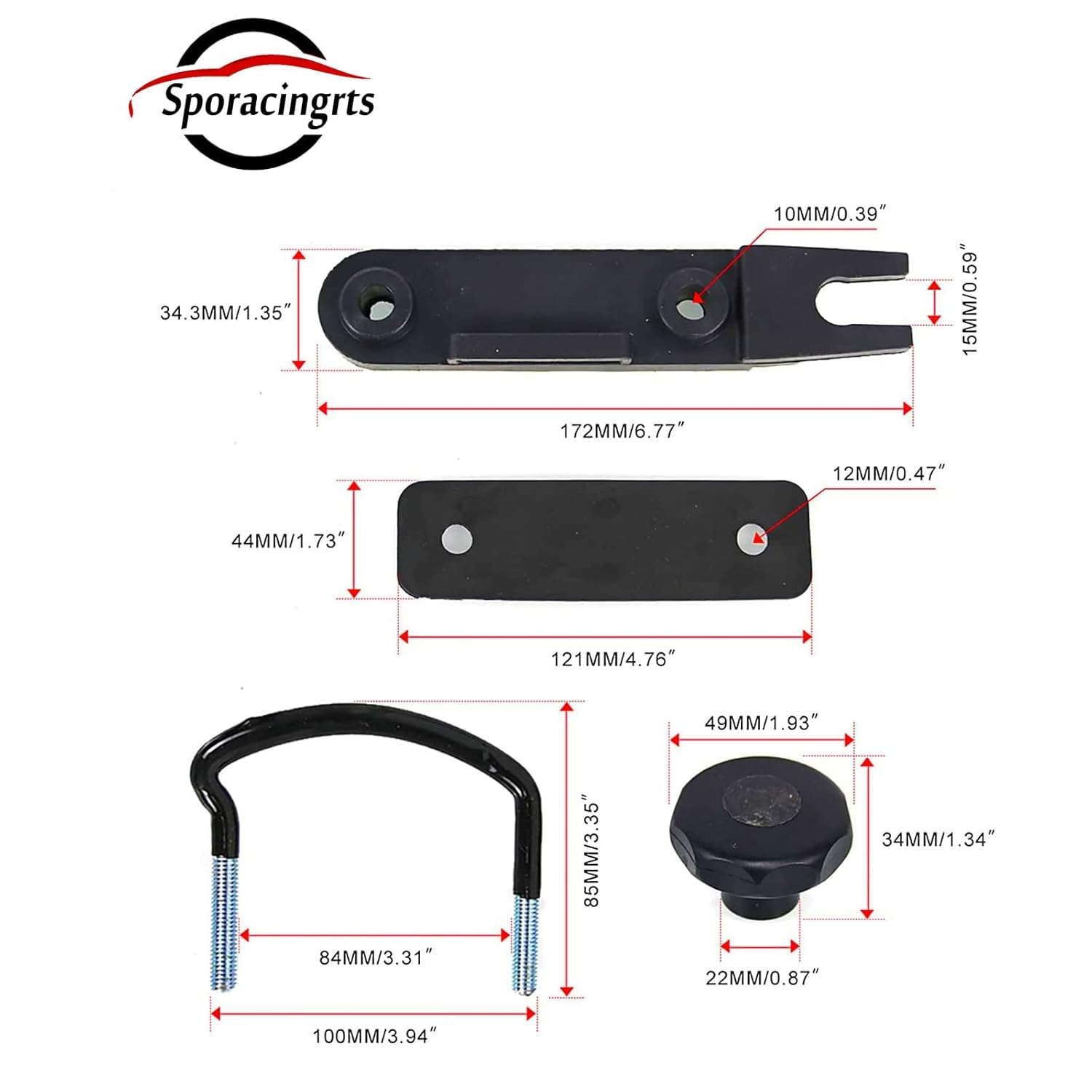 Sporacingrts 4 PCS Roof Box U-Bolt Clamps Rooftop Car Van Mounting Accessories U-Bracket Mounting Accessories, 85Mm Internal Width, with 8 Lock Nuts, 2 Strap Kit for Most Cars image number 2