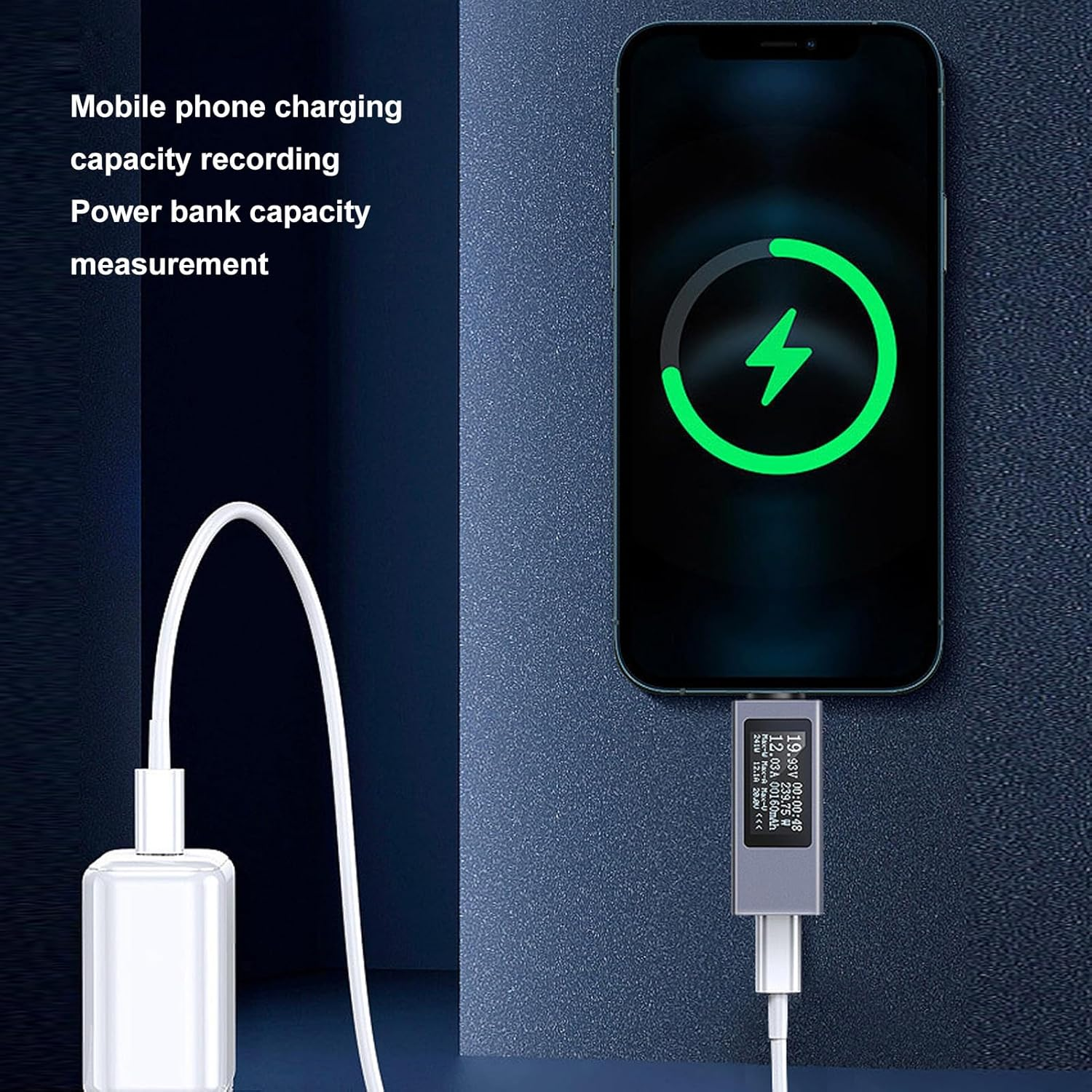 USB C Power Meter, USB C Multimeter Voltage and Current Tester 0-12A 4-30V for Phone Charging, LED Display