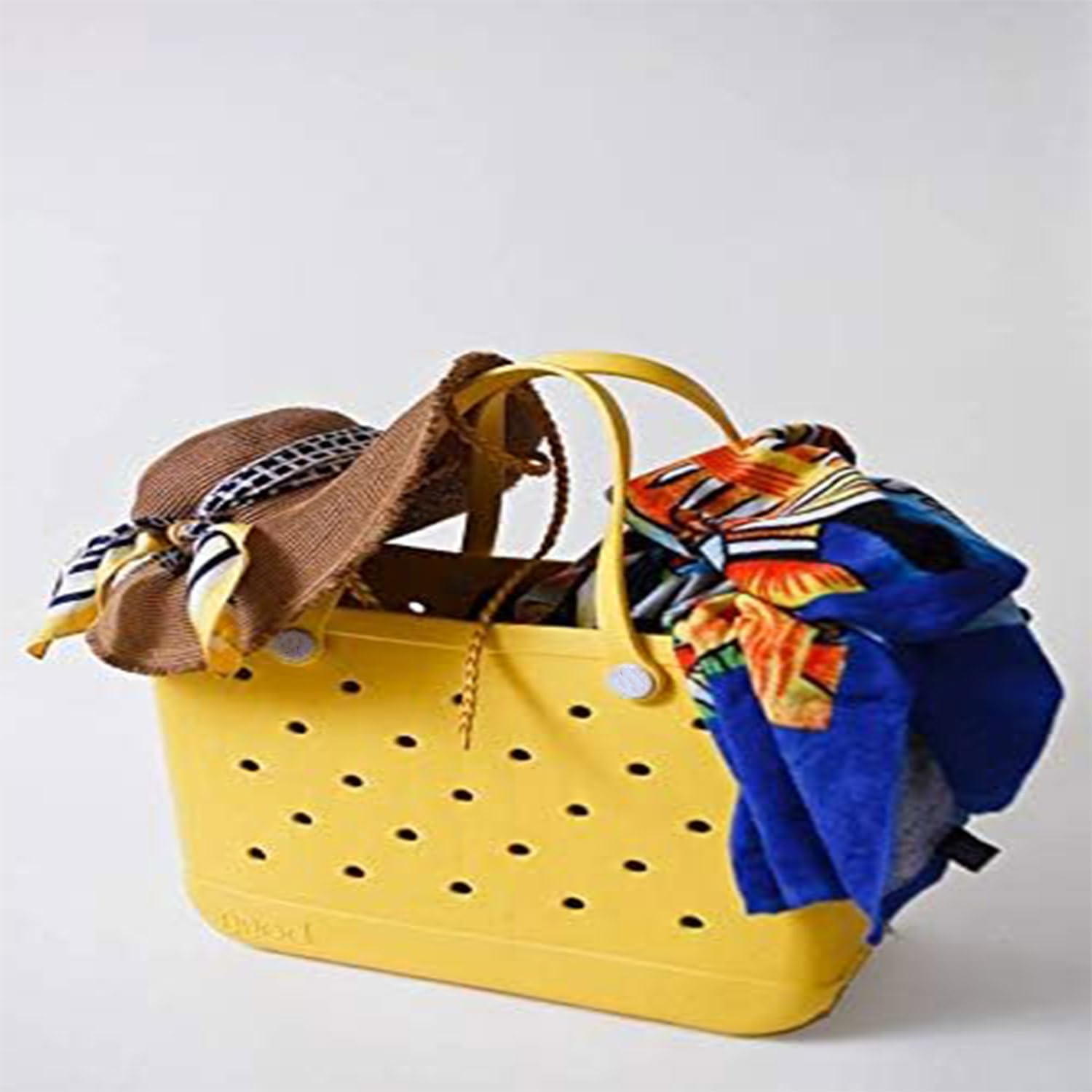 Women Outdoor Rubber Tote Bag,Sports Washable Rubber Tote Bag with Holes | Women'S Portable Travel for Beach Sports Swimming Pool - Orange image number 6