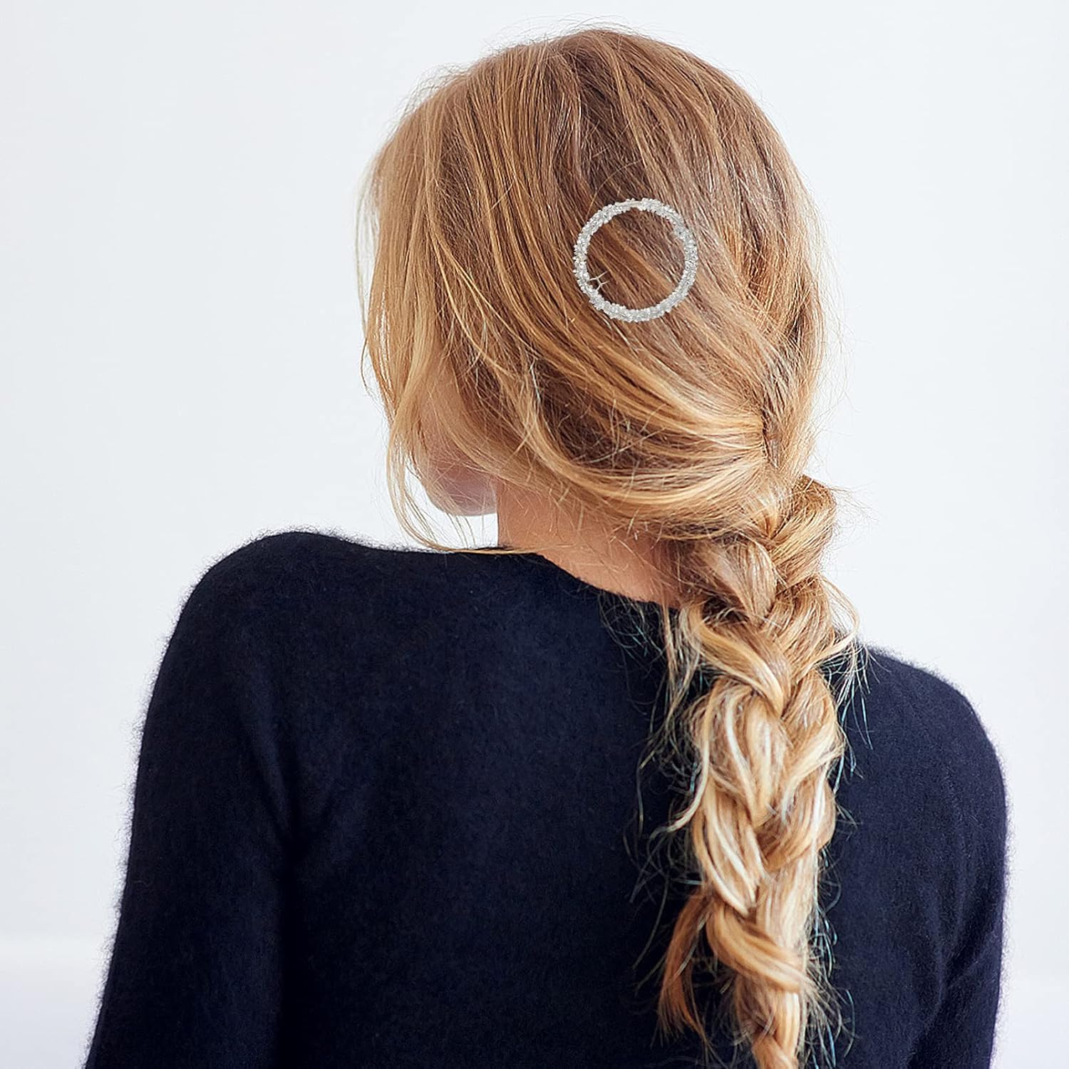 Round Circle Bling Hairpins, 3 Piece Glitter Bling Hair Pin Minimalist Hair Clips, round Circle Hollow Hairpin Hair Clips,Glitter Circle Barrettes Minimalist Hairpins for Women image number 6