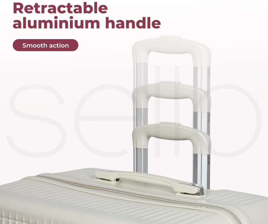 Slimbridge 4Pcs Luggage Set 14"+20"+24"+28" Suitcase Trolley, Travel Carry on Packing Luggage with Built-In Lock, Hard Shell Wheels Spinner Luggages Suitcases, White