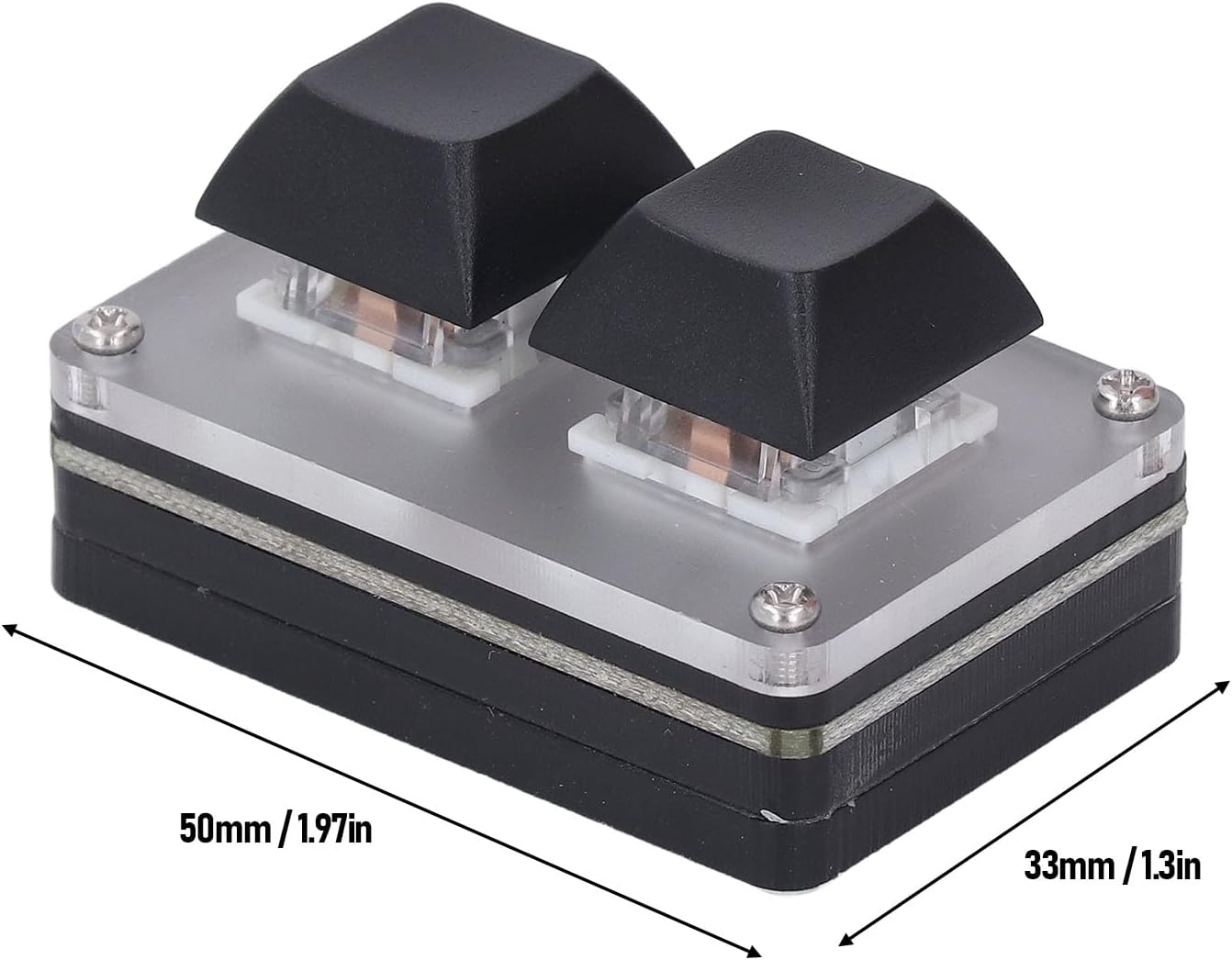 2 Key Keyboard, 5V 1A Acrylic Wired Mini Smart One Handed Mechanical Gaming Keypad, Programmable Shortcut Key Copy Paste Undo Redo Cut RGB Backlit Mini USB Keypad, Plug and Play image number 3