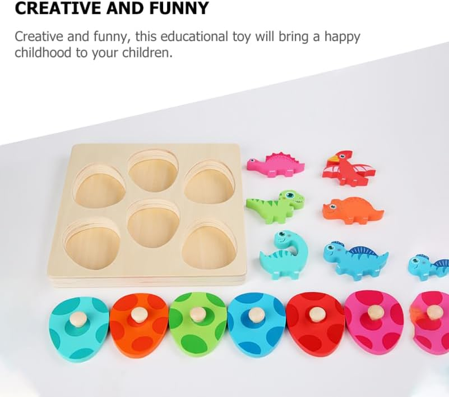 Ifundom Wooden Puzzles for Toddlers Dinosaur Eggs Peg Puzzles Montessori Toys Educational Toy for Boys Girls Preschool Learning Activities image number 4