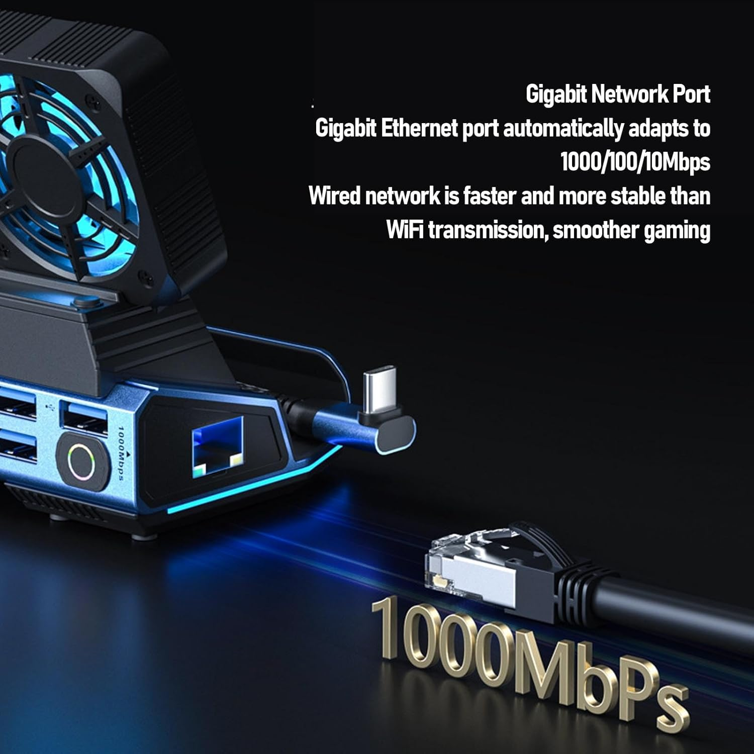 10 in 1 Docking Station for Legion Go for Claw, 4K 60Hz HDMI Dock Conversion Adapter RGB Detachable Dual Cooling Fan USB 3.0 Gigabit Ethernet PD100W USB C Charging Port M.2 image number 1