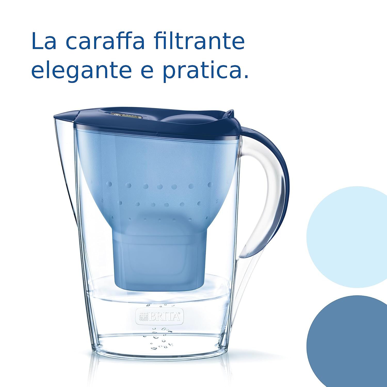 BRITA Marella Blue Water Filter Jug (2.4L) Incl. 3 X Brita MAXTRA PRO All-In-1 Filters That Reduces Chlorine, Limestone, PFAS and Metals - Elegance and Functionality image number 4