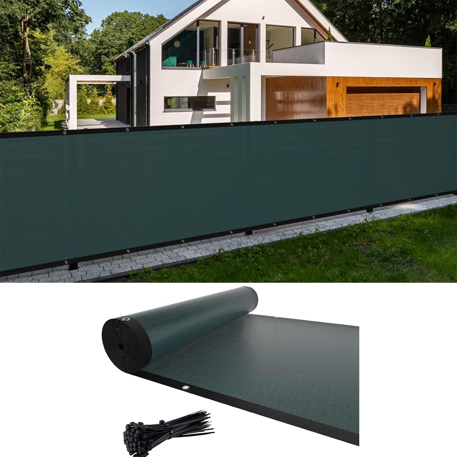 Cliselda 5Ft X 50Ft Privacy Fence Screen, Black Fence Covering Privacy with Grommets, Heavy Duty Fencing Mesh Shade Net Cover for Outdoor Yard Wall Garden Backyard Commercial Residential