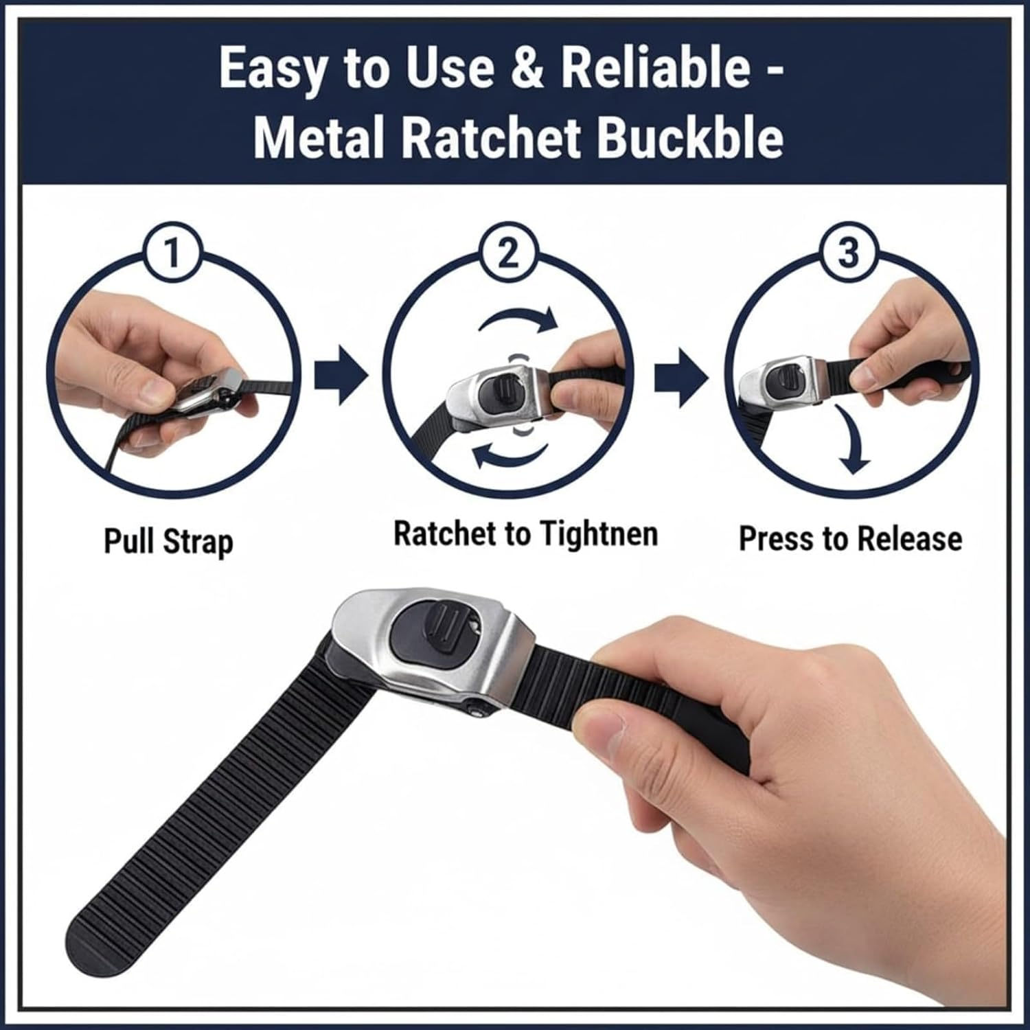 Heavy-Duty Stainless Steel Grip Lock Straps, Reusable Adjustable Locking Belt with Metal Buckle, Strong Ratchet Tie down Straps for Luggage, Cargo, Bikes, and Daily Use (6Pcs) - 4Pcs image number 7