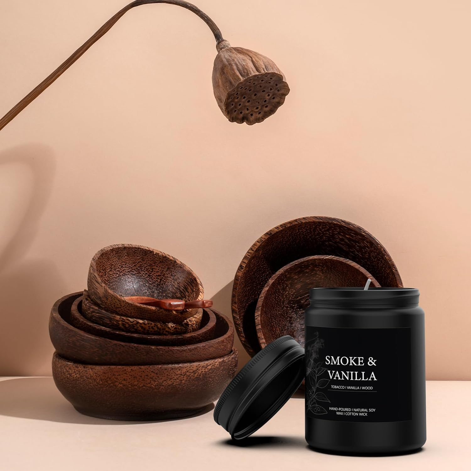 Scented Candle Gifts for Men 200G Smoke&Vanilla Aromatherapy Candle Relaxation, Home Decor Soy Wax Candle Women Birthday, Valentine, Christmas, Anniversary Aromatherapy Gifts image number 3