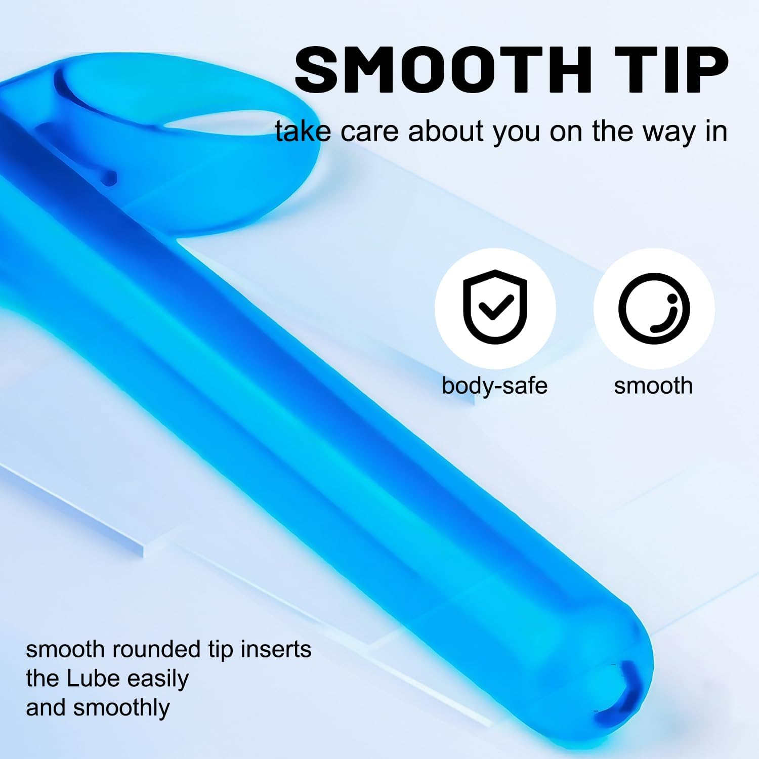 DVEDO Lube Launchers with Scales for Precisione, 6.5&rdquo; Personal Lubricant Applicator Injector for Water Based Lubricant with Smooth Rounded Tip & Cap for Men Women, Reusable, Durable, Washable Blue & White image number 3