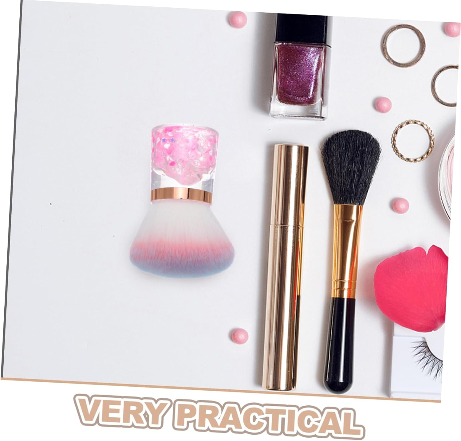 Nail Art Dust Brush Flower Shaped Soft Bristle Duster for Dip Powder Acrylic Nails Portable Dust Removal Brush Storage Case for Manicure and Makeup image number 6