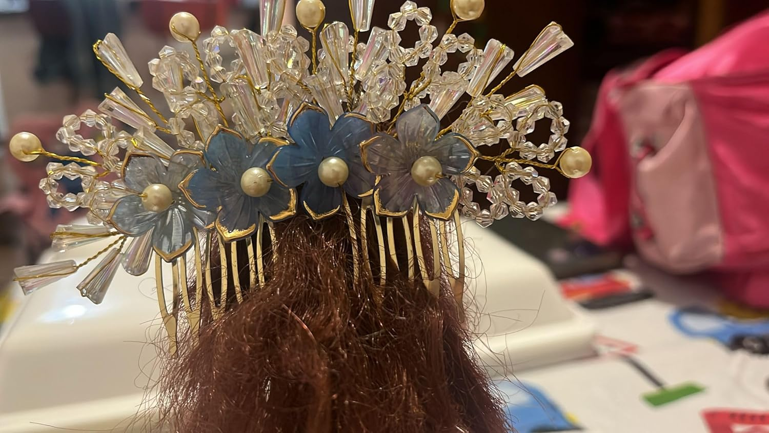 NTY Collections Wedding Hair Accessories - Handmade Bridal Hair Clip, Comb, Pins for Bride and Women- Blue Pack of 1 image number 4