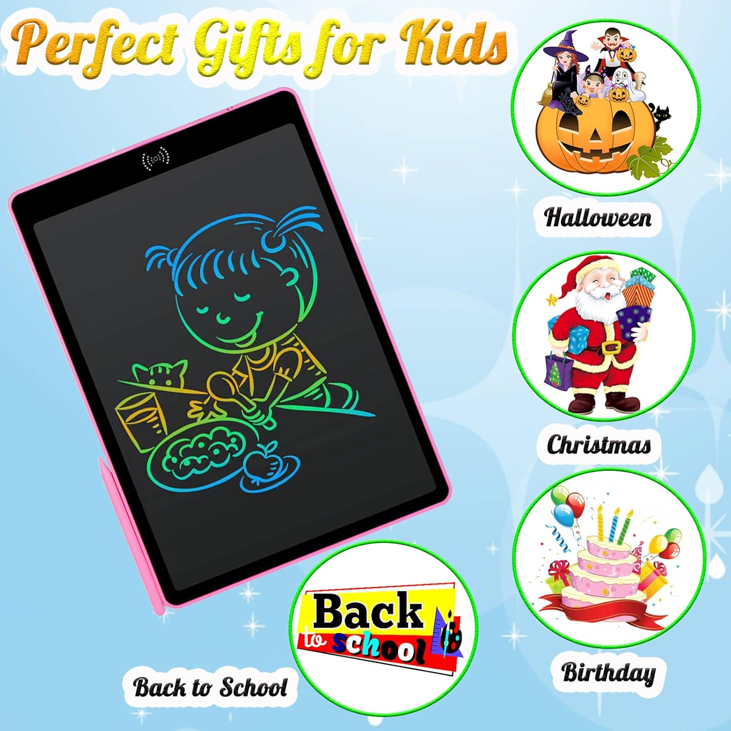 16Inch LCD Writing Tablet for Kids Toys, Colorful Doodle Board for 3 4 5 6 7 8 Year Old Girls Boys, Toddler Gifts Drawing Pad for Birthday Travel Essentials, Pink image number 2